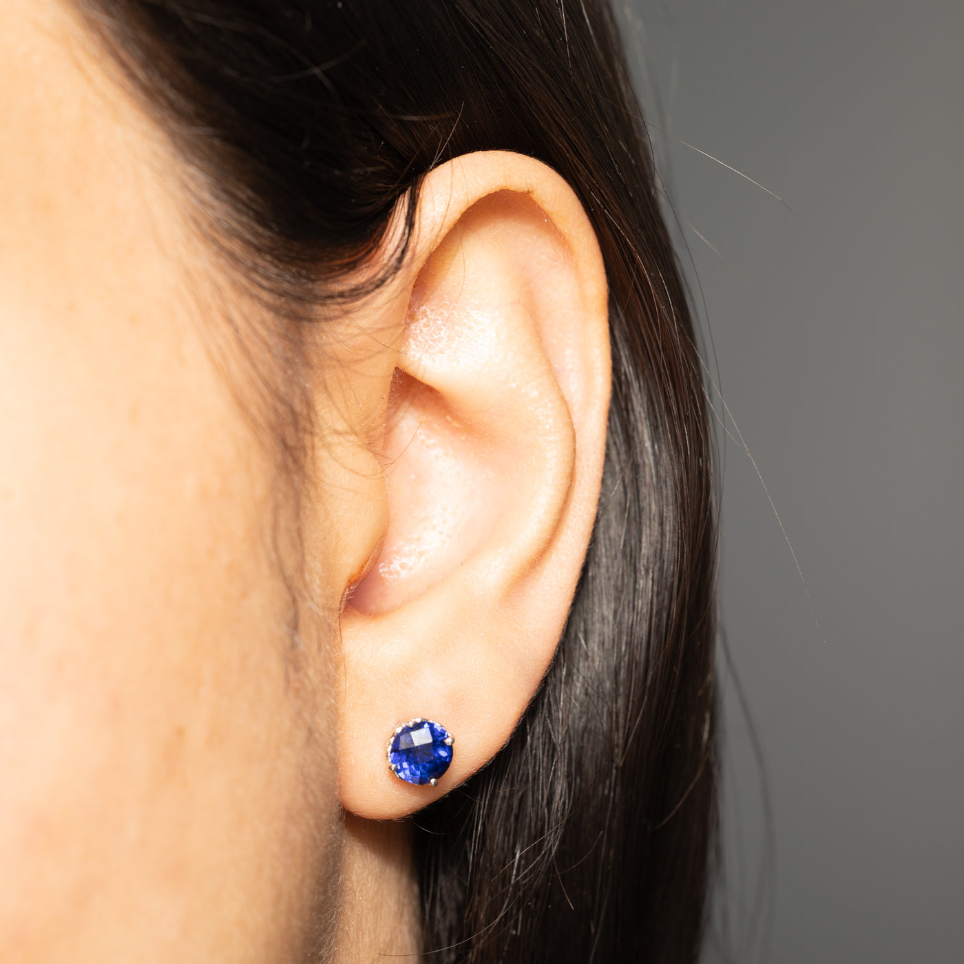 10k Synthetic Sapphire Stud Earrings | 3.00ctw