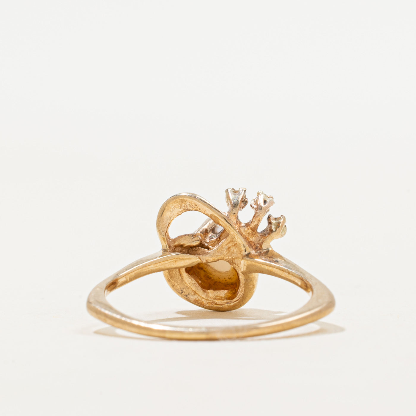 Cabochon Opal & Diamond Abstract Ring | 0.55ct, 0.02ctw | SZ 6.75