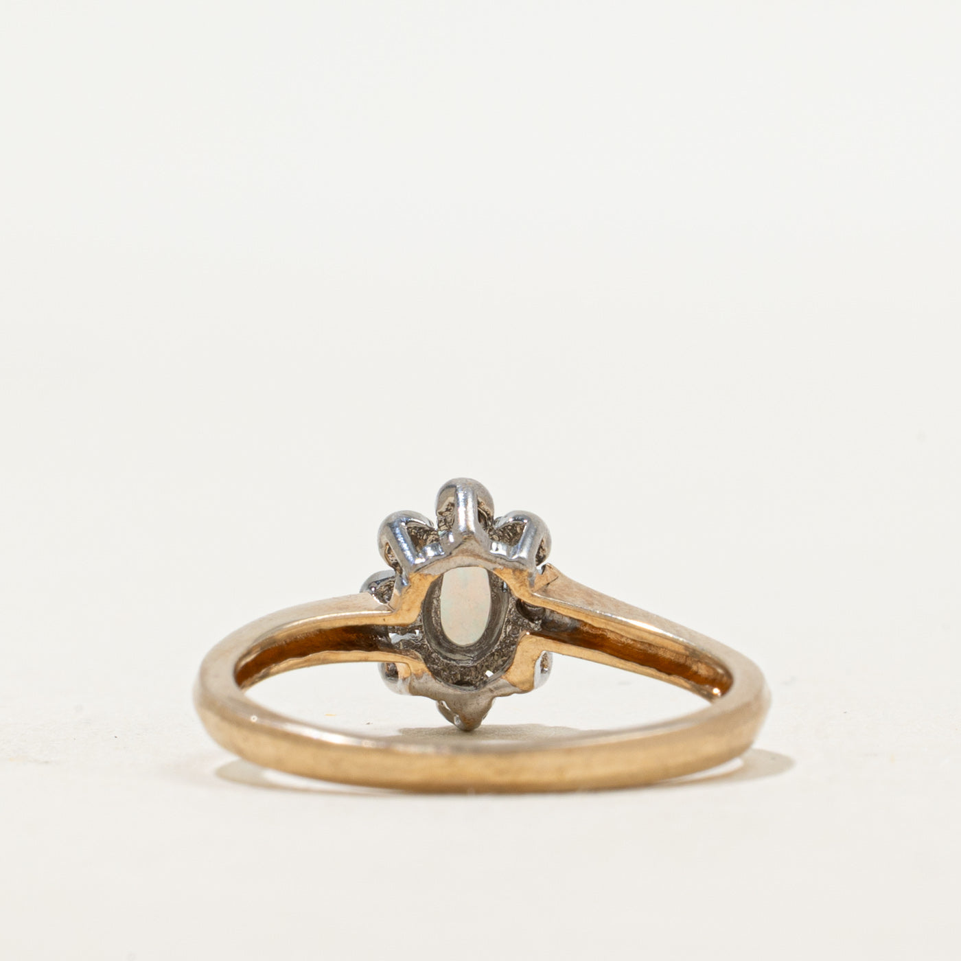 Cabochon Opal & Diamond Petal Ring | 0.12ct, 0.02ct | SZ 6.25