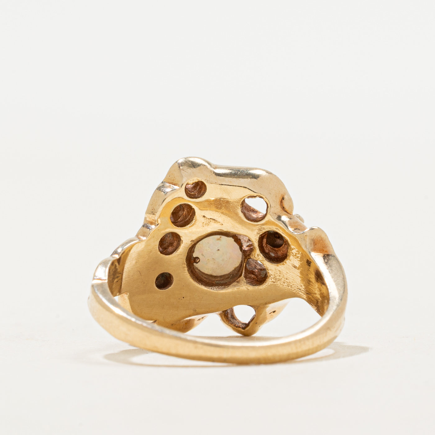 Opal & Diamond Textured Cocktail Ring | 0.26ct, 0.04ctw | SZ 5.5