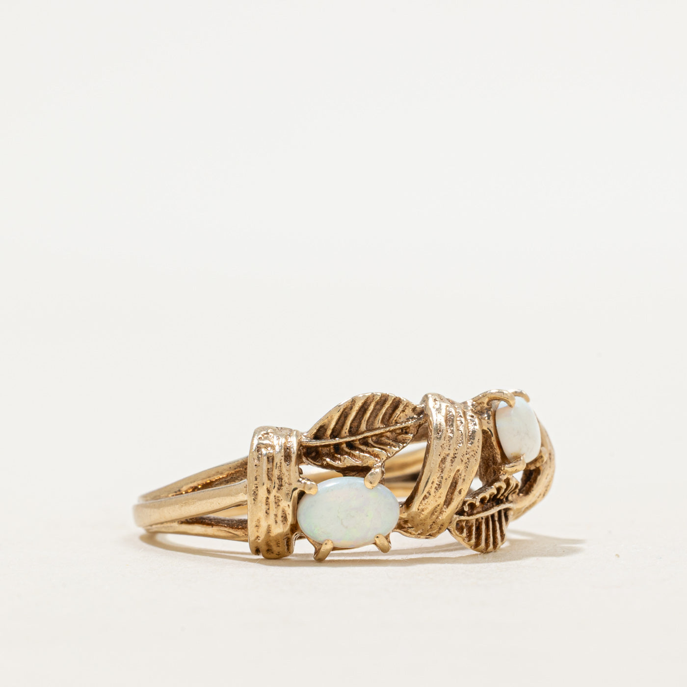 Two Stone Opal Leafy Cocktail Ring | 0.50ctw | SZ 8.75