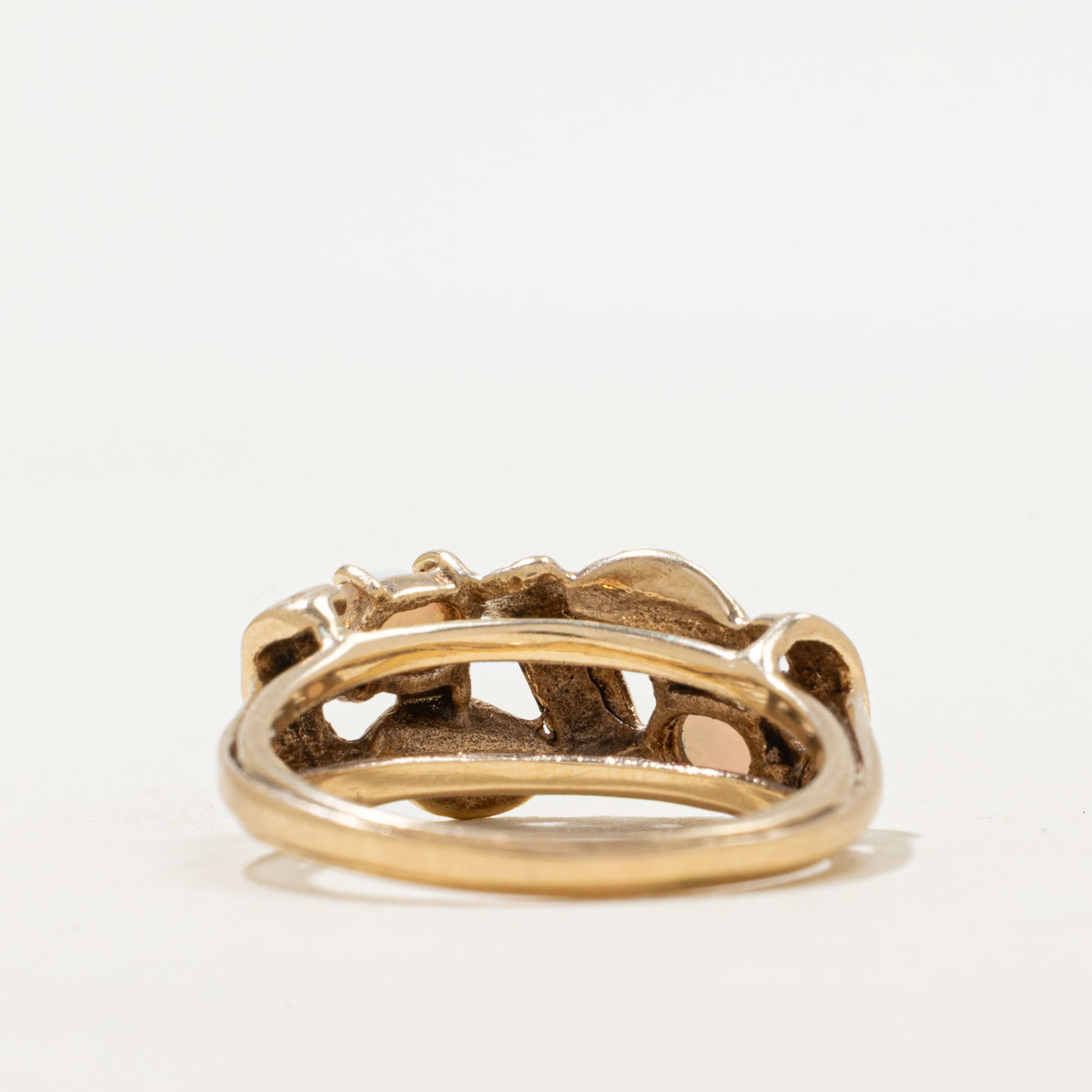 Two Stone Opal Leafy Cocktail Ring | 0.50ctw | SZ 8.75