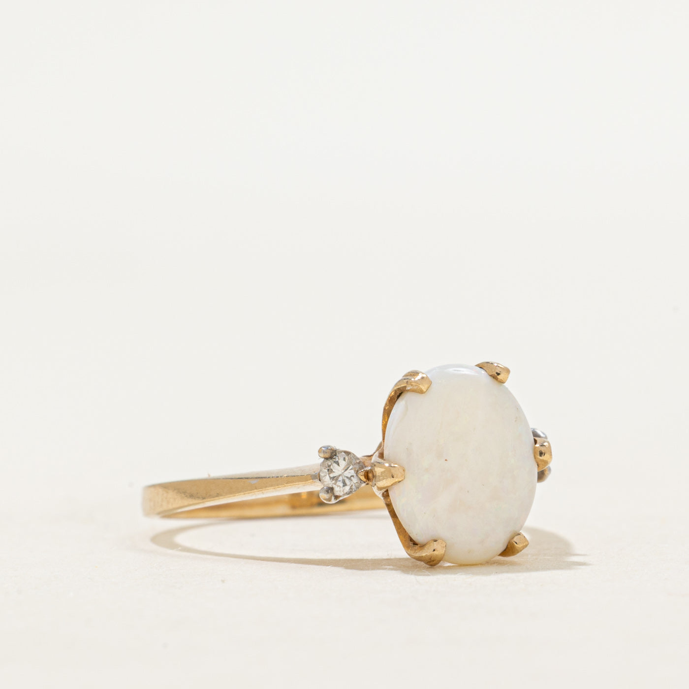 Cabochon Opal & Diamond Accented Ring | 1.15ct, 0.08ctw | SZ 7.5