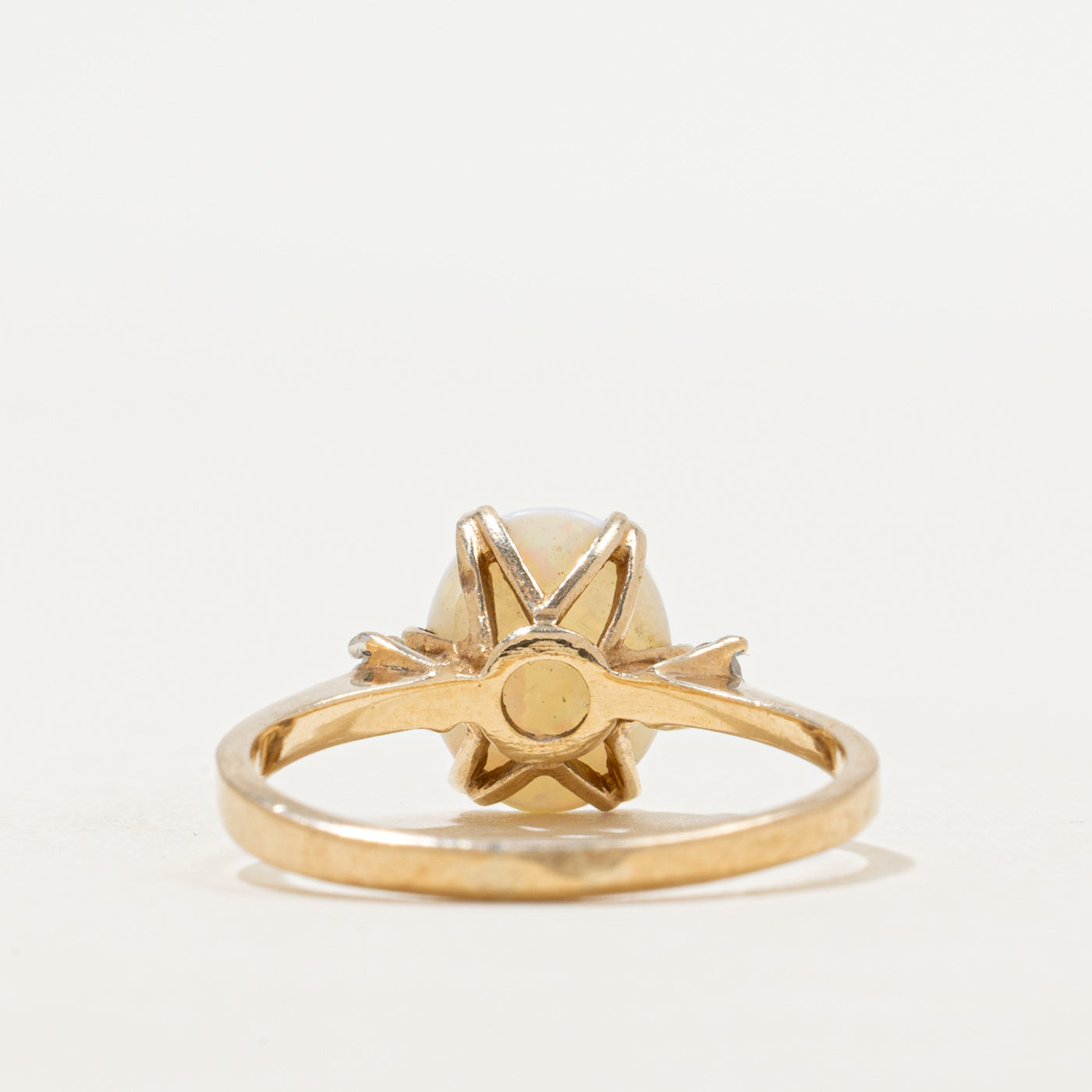 Cabochon Opal & Diamond Accented Ring | 1.15ct, 0.08ctw | SZ 7.5