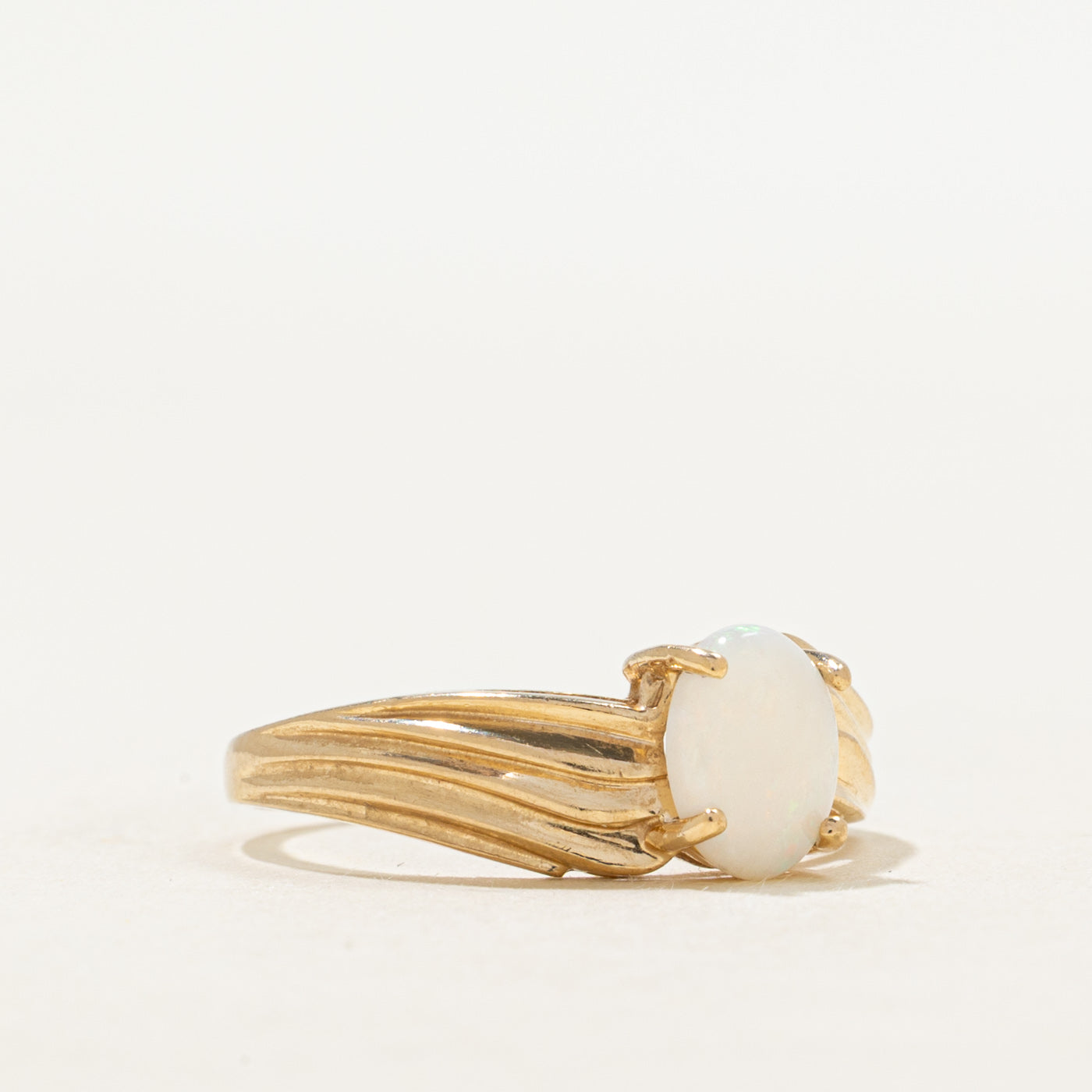 Cabochon Opal Grooved Ring | 0.46ct | SZ 6.5