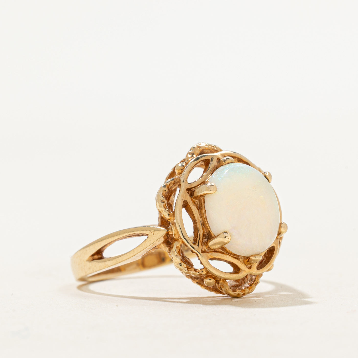 Cabochon Opal Openwork Ring | 1.30ct | SZ 7