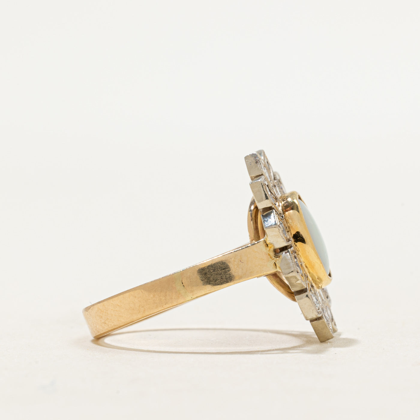 Bezel Set Opal & Diamond Floral Cocktail Ring | 0.57ct, 0.36ctw | SZ 6.5