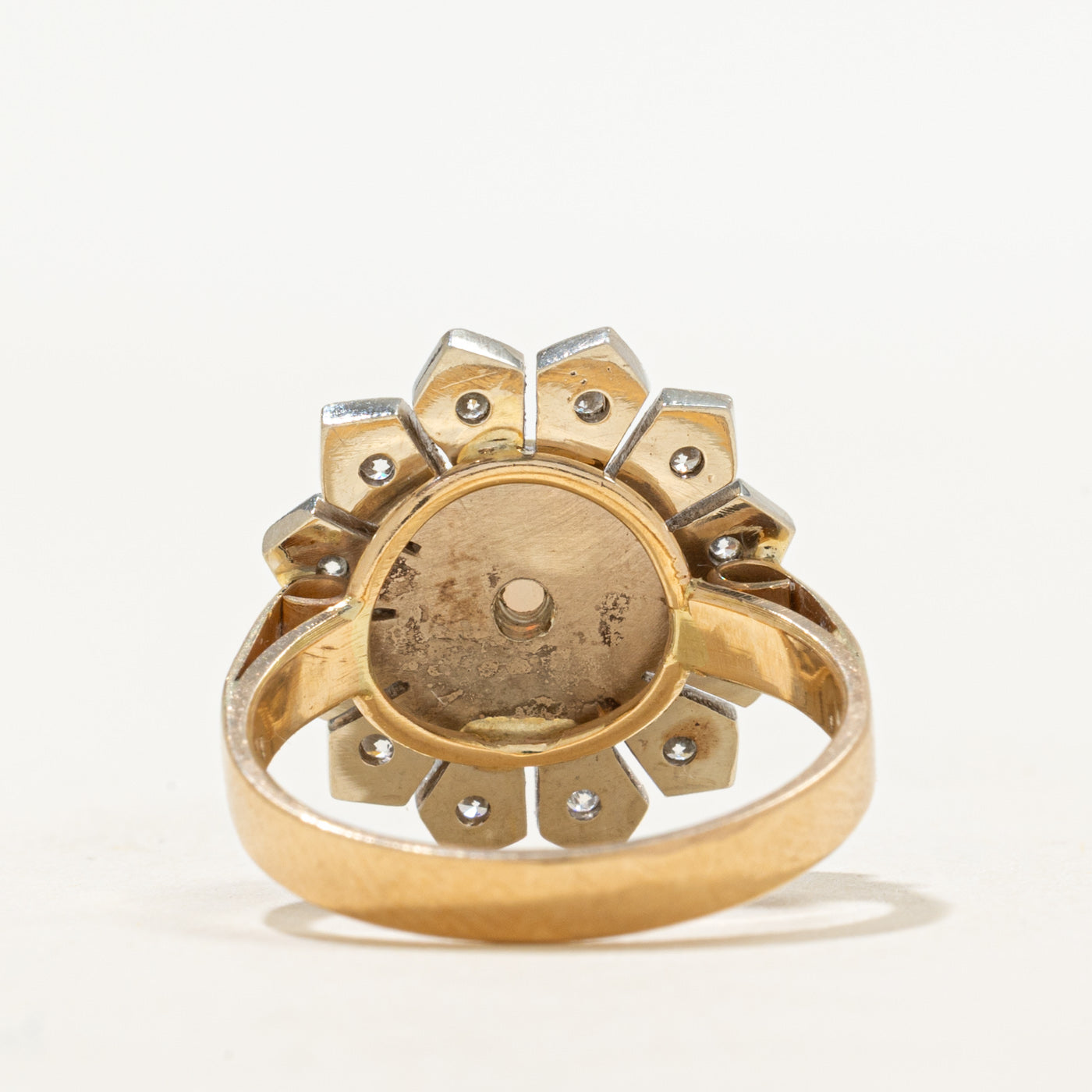 Bezel Set Opal & Diamond Floral Cocktail Ring | 0.57ct, 0.36ctw | SZ 6.5