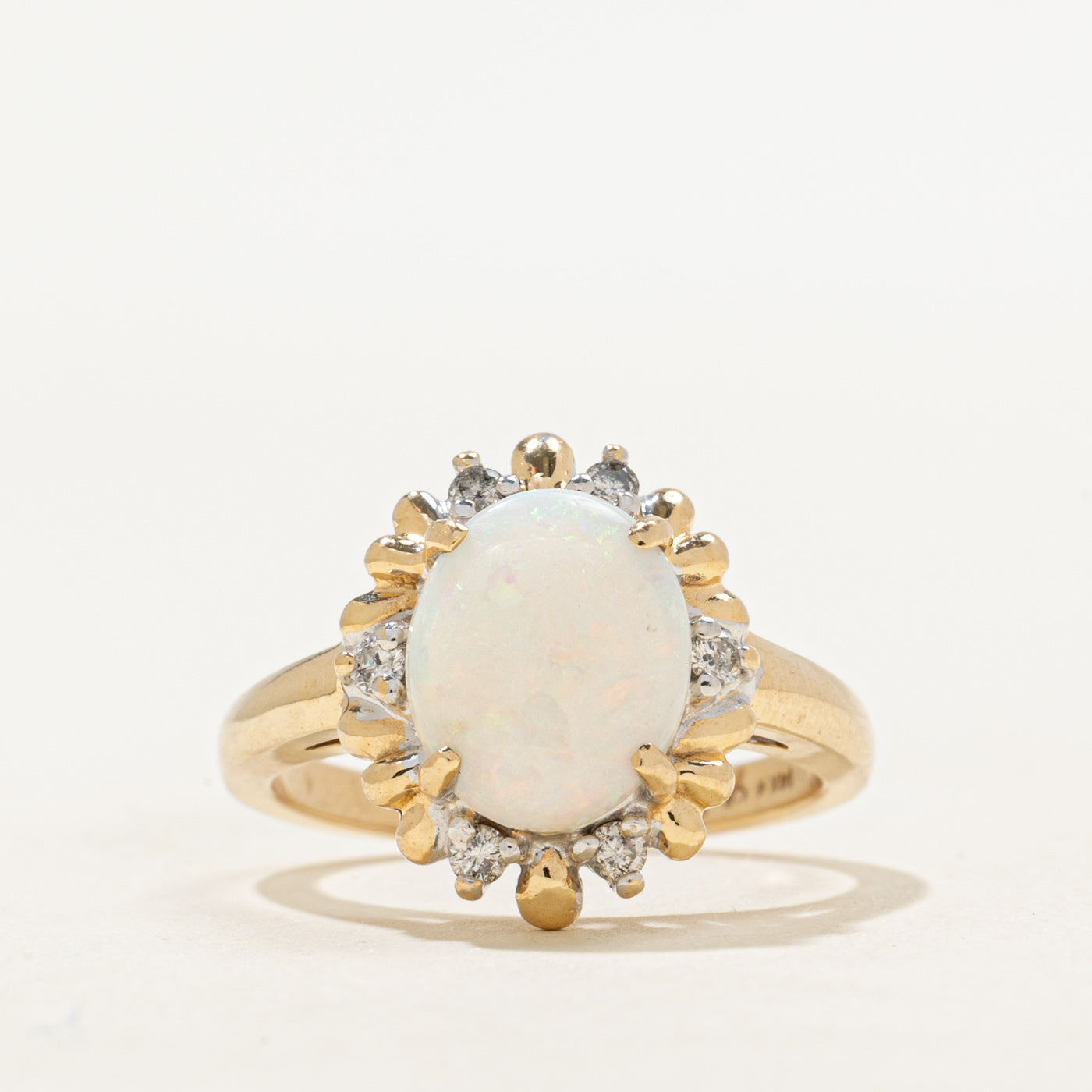 Opal & Diamond Petal Ring | 1.50ct, 0.12ctw | SZ 6.25