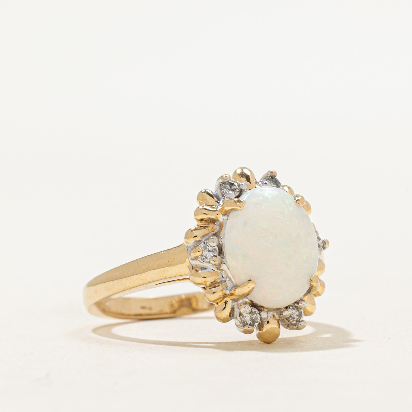 Opal & Diamond Petal Ring | 1.50ct, 0.12ctw | SZ 6.25