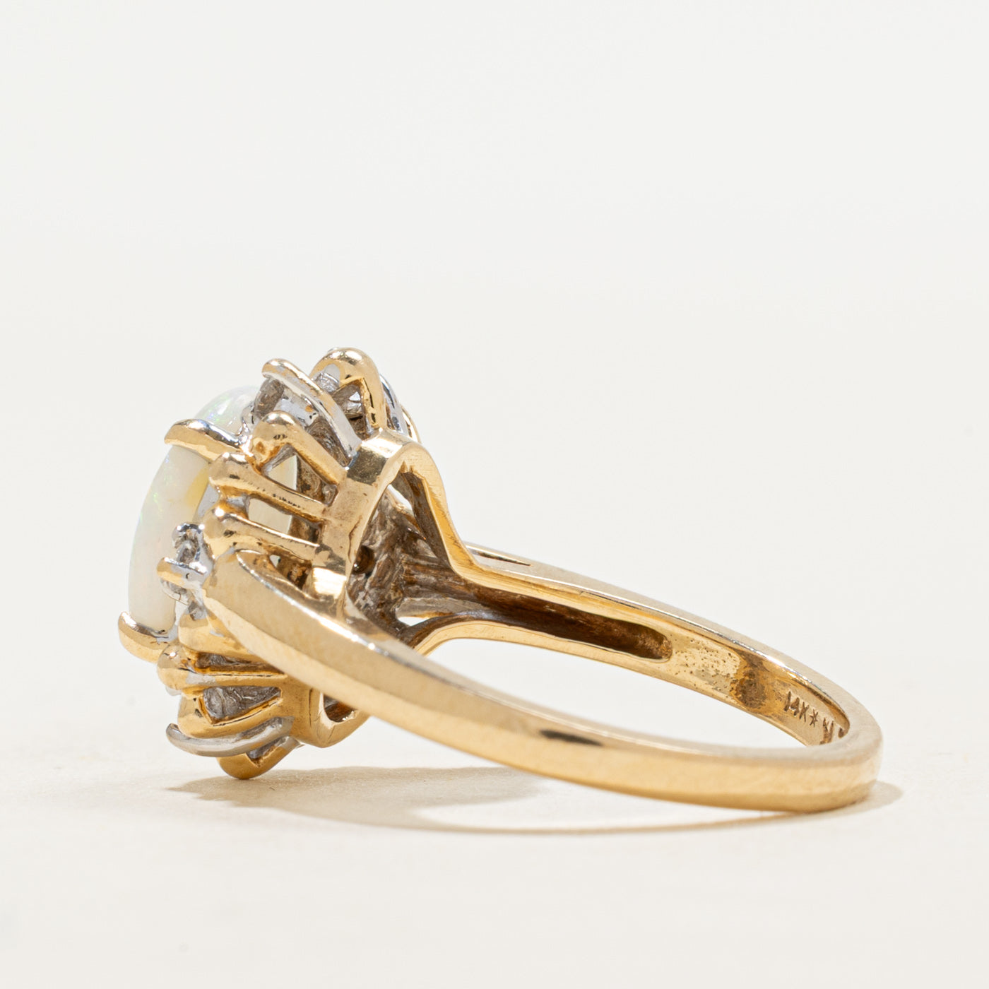 Opal & Diamond Petal Ring | 1.50ct, 0.12ctw | SZ 6.25