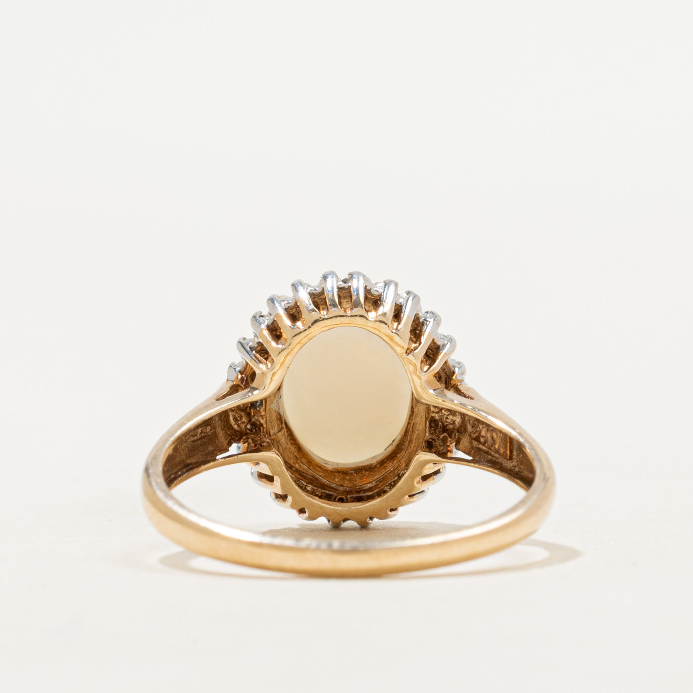 Opal & Diamond Petal Halo Cocktail Ring | 1.50ct, 0.11ctw | SZ 7