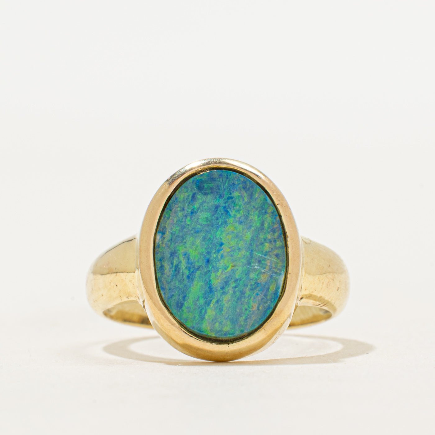 Bague cocktail en opale doublet sertie clos | 1,80 ct | Taille 7