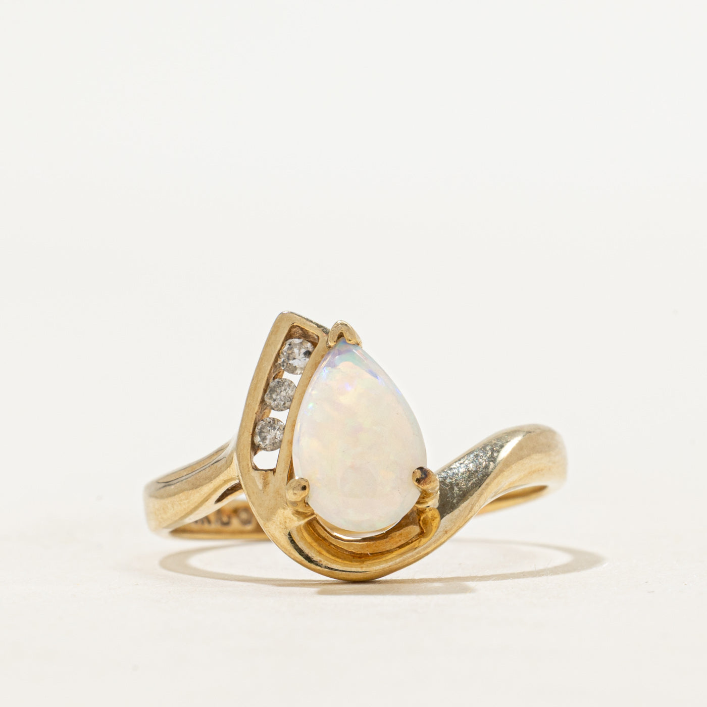 Opal & Diamond Bypass Ring | 0.65ct, 0.06ctw | SZ 8