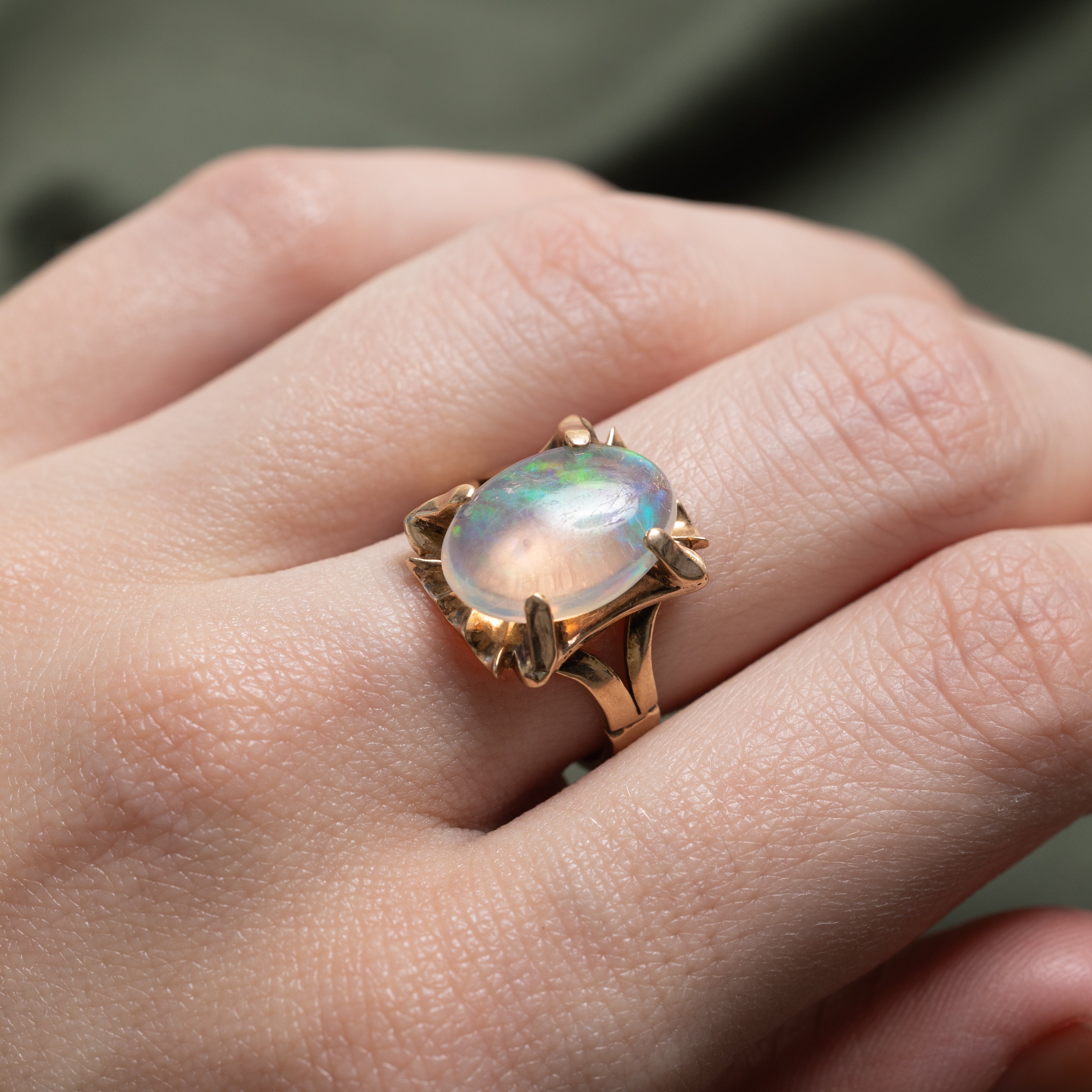 Cabochon Jelly Opal Cocktail Ring | 3.35ct | SZ 6