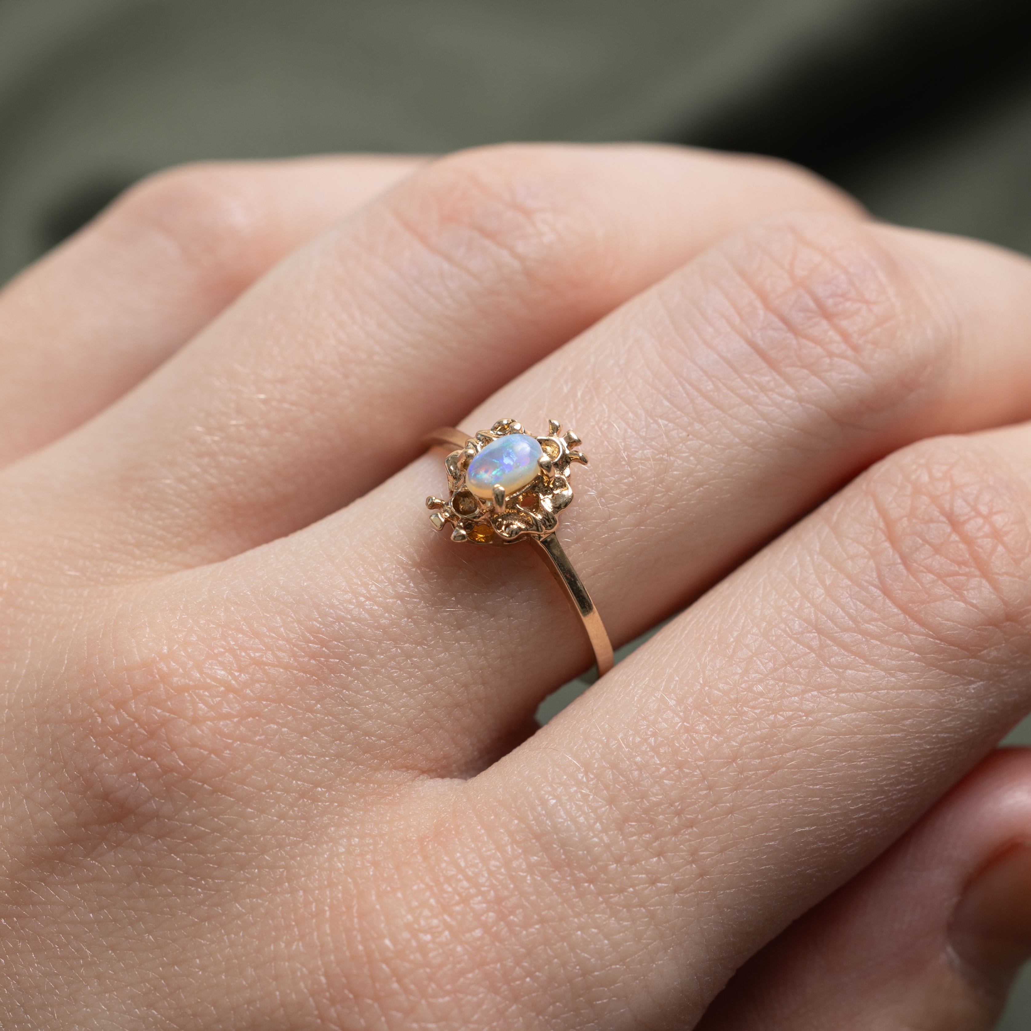 Cabochon Opal Textured Ring | 0.17ct | SZ 6