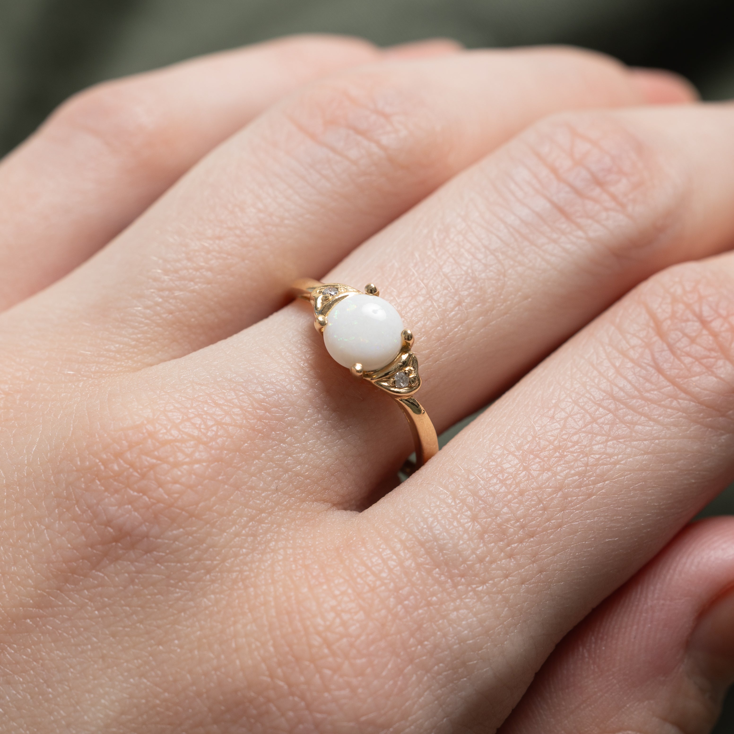 Opal & Diamond Accented Ring | 0.54ct, 0.02ctw | SZ 7