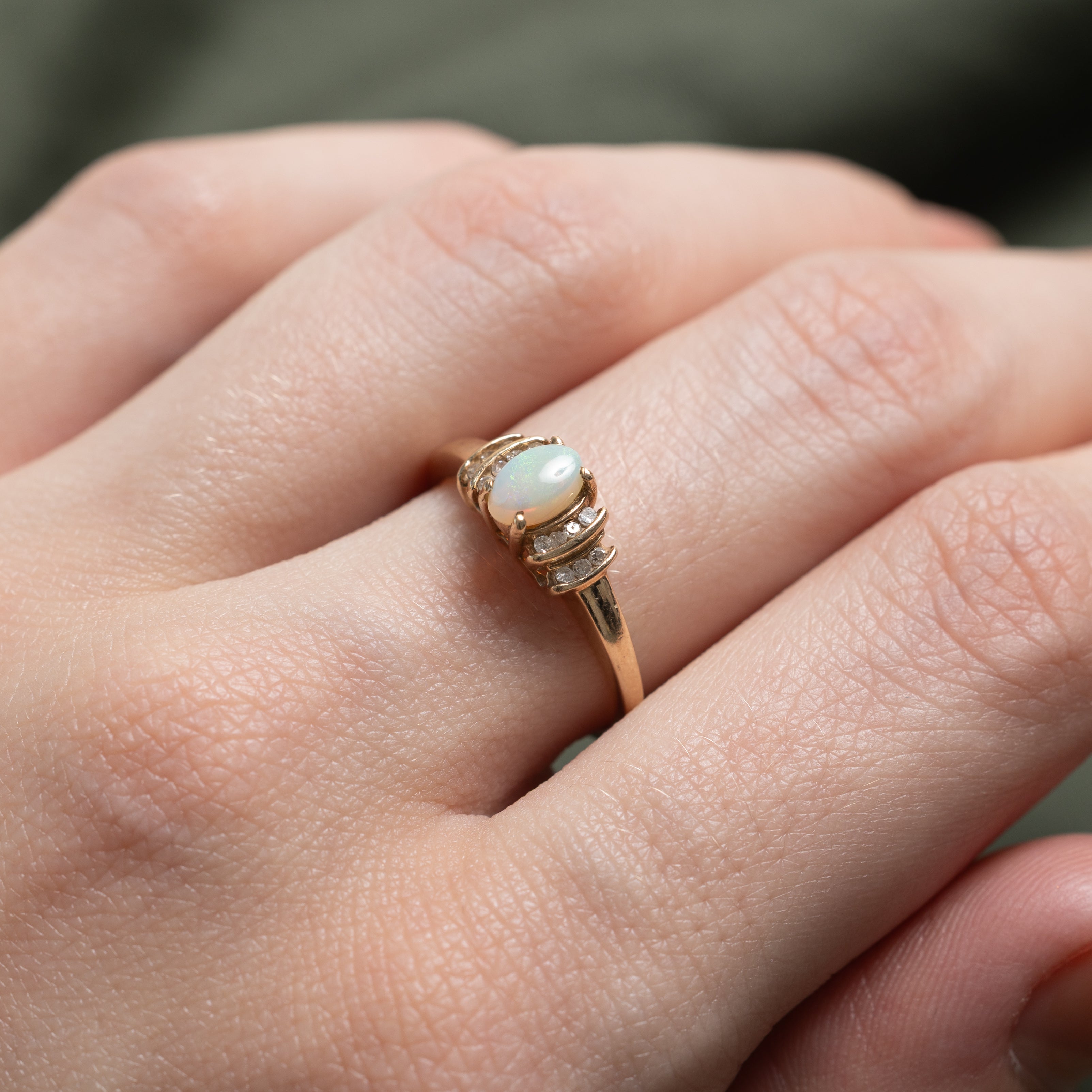 Opal & Diamond Accented Ring | 0.28ct, 0.07ctw | SZ 6