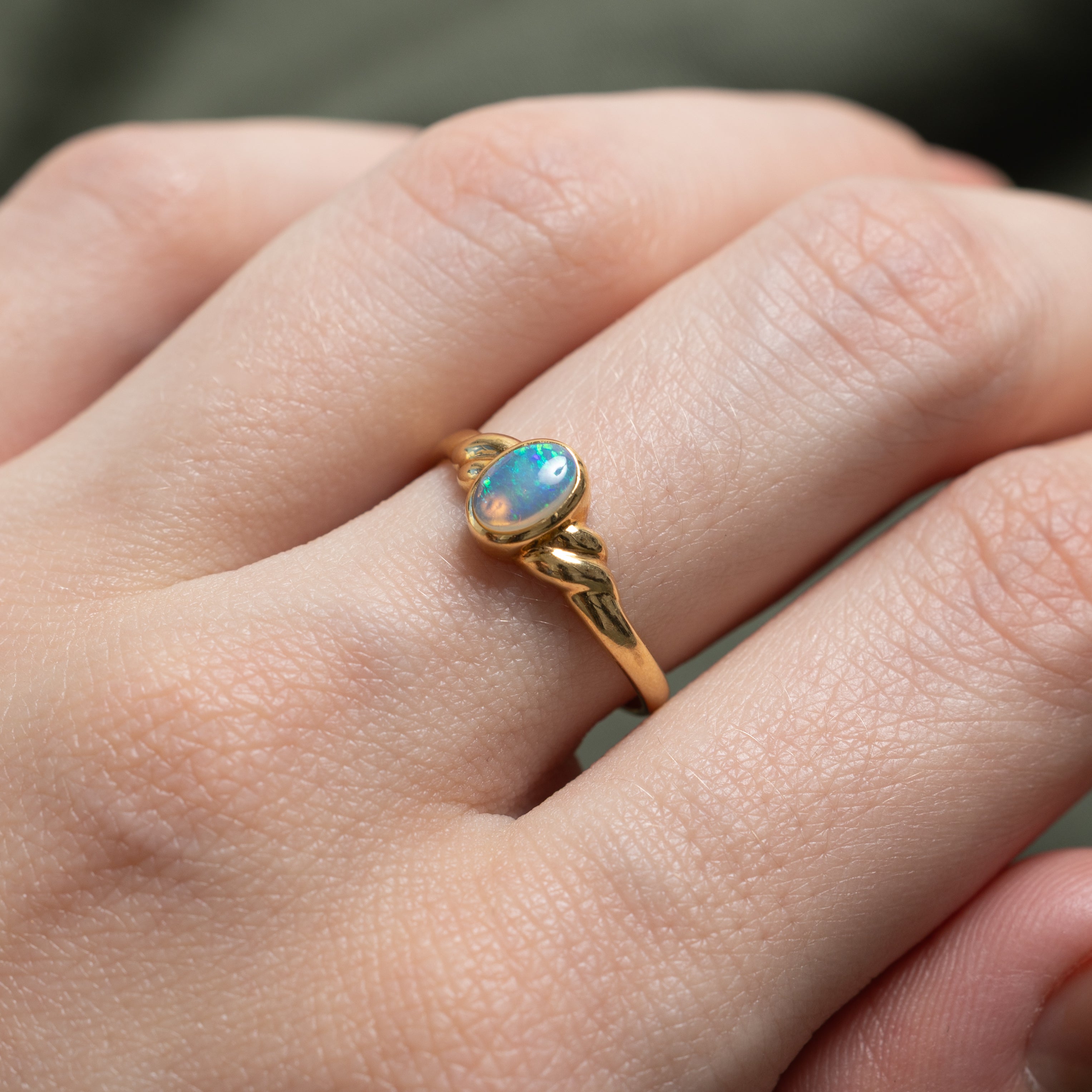 18k Bezel Set Opal Ring | 0.25ct | SZ 6.5