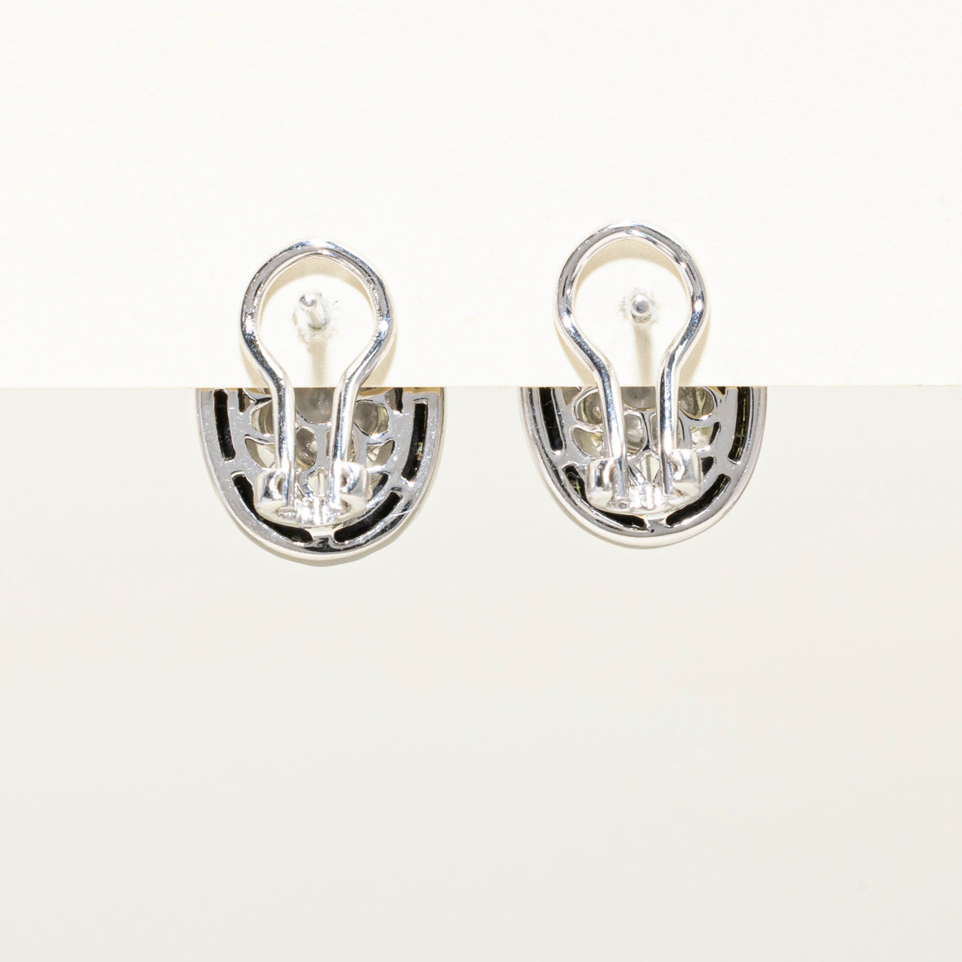 Crystal, Diamond & Onyx Oval Cluster Stud Earrings | 12.07ctw, 0.15ct