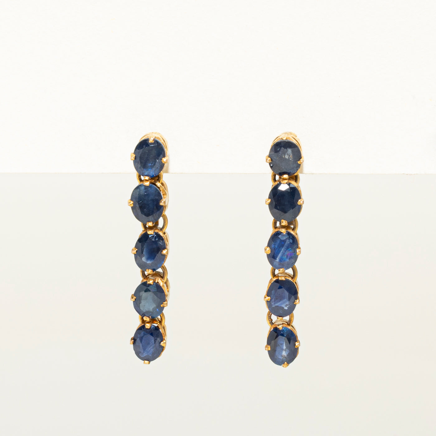 Five Stone Sapphire Drop Earrings | 4.00ctw