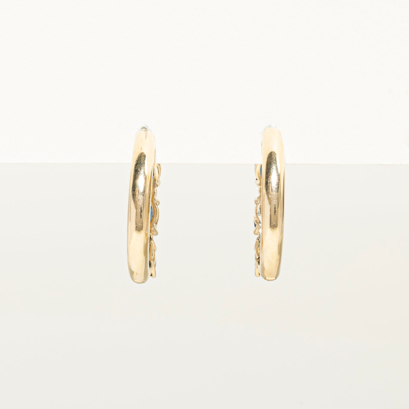 Three Stone Sapphire & Diamond Hoop Earrings | 1.50ctw, 0.12ct