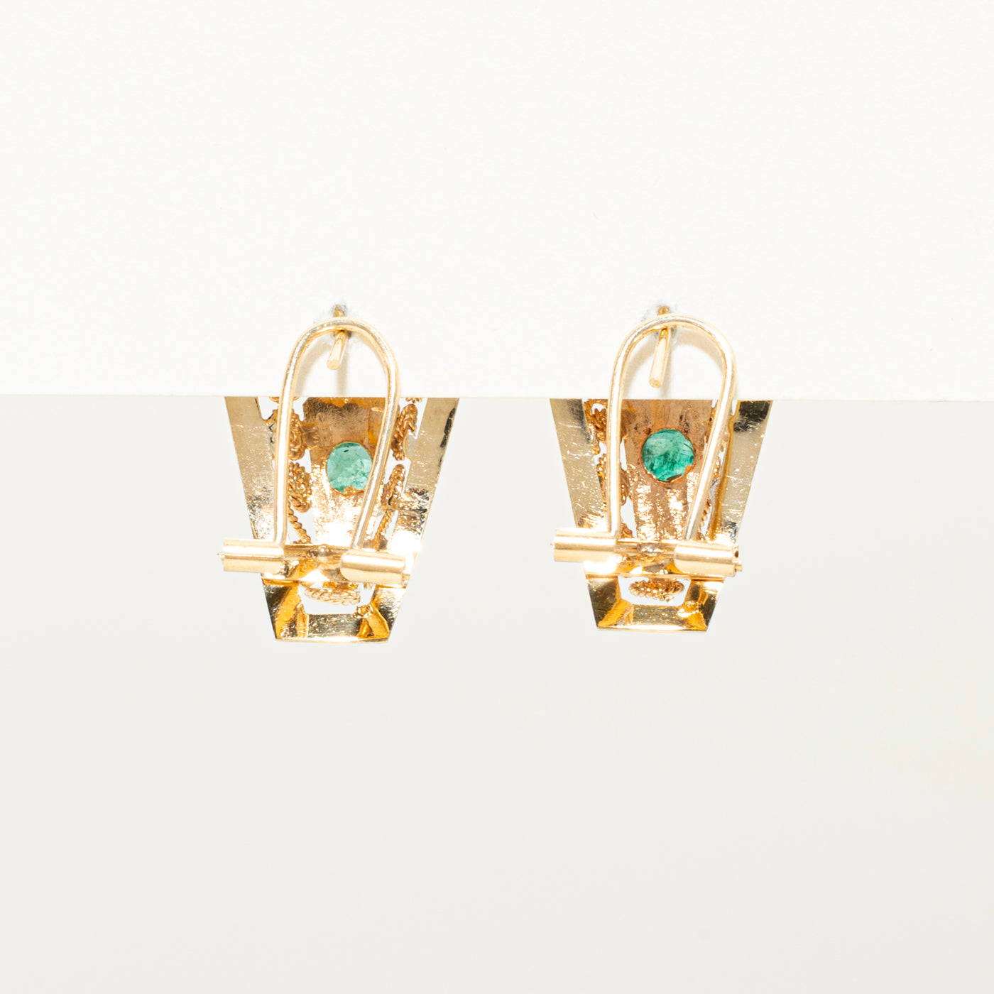 Emerald Ornate Scrollwork Stud Earrings | 0.40ctw