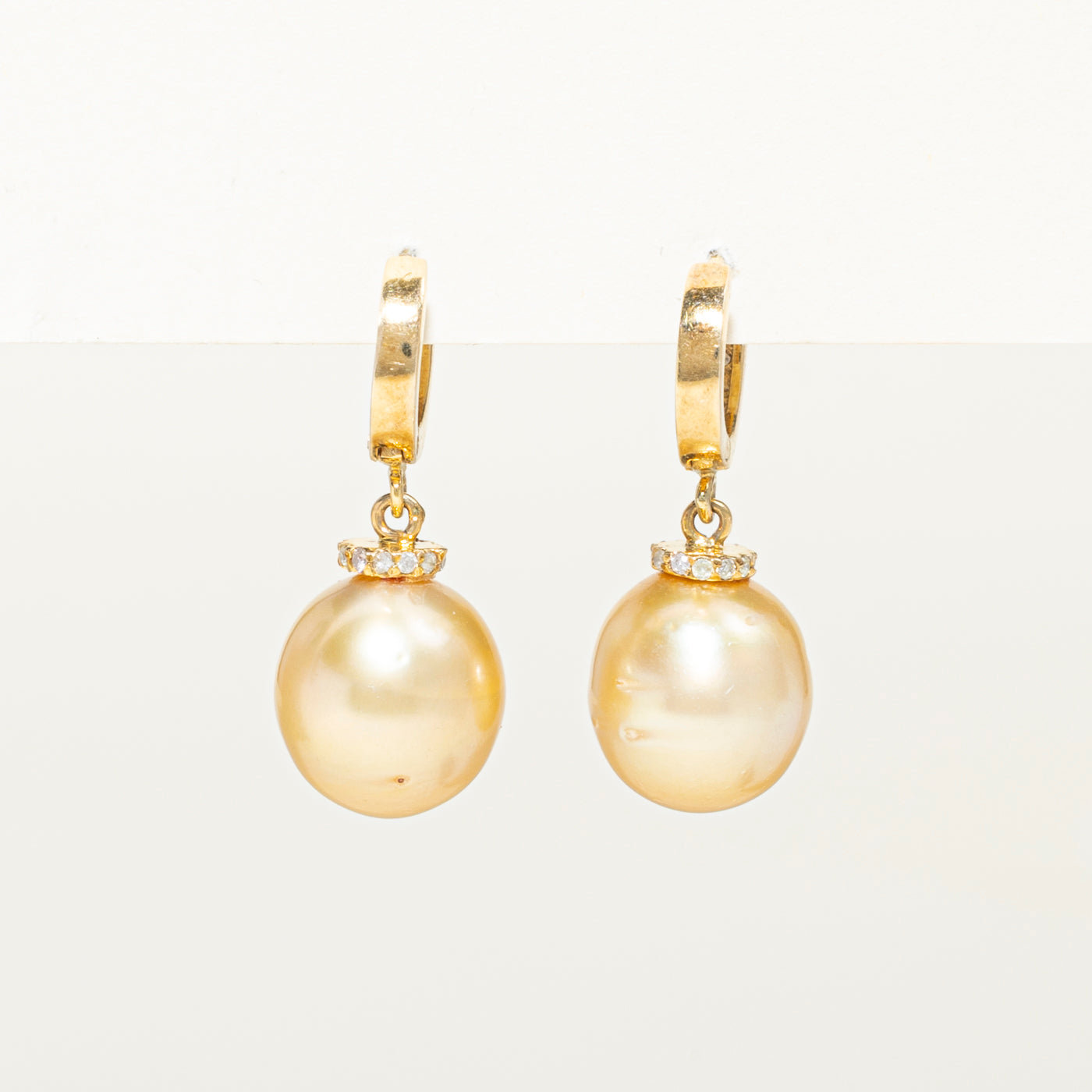 Pearl & Diamond Huggie Drop Earrings | 0.28ct