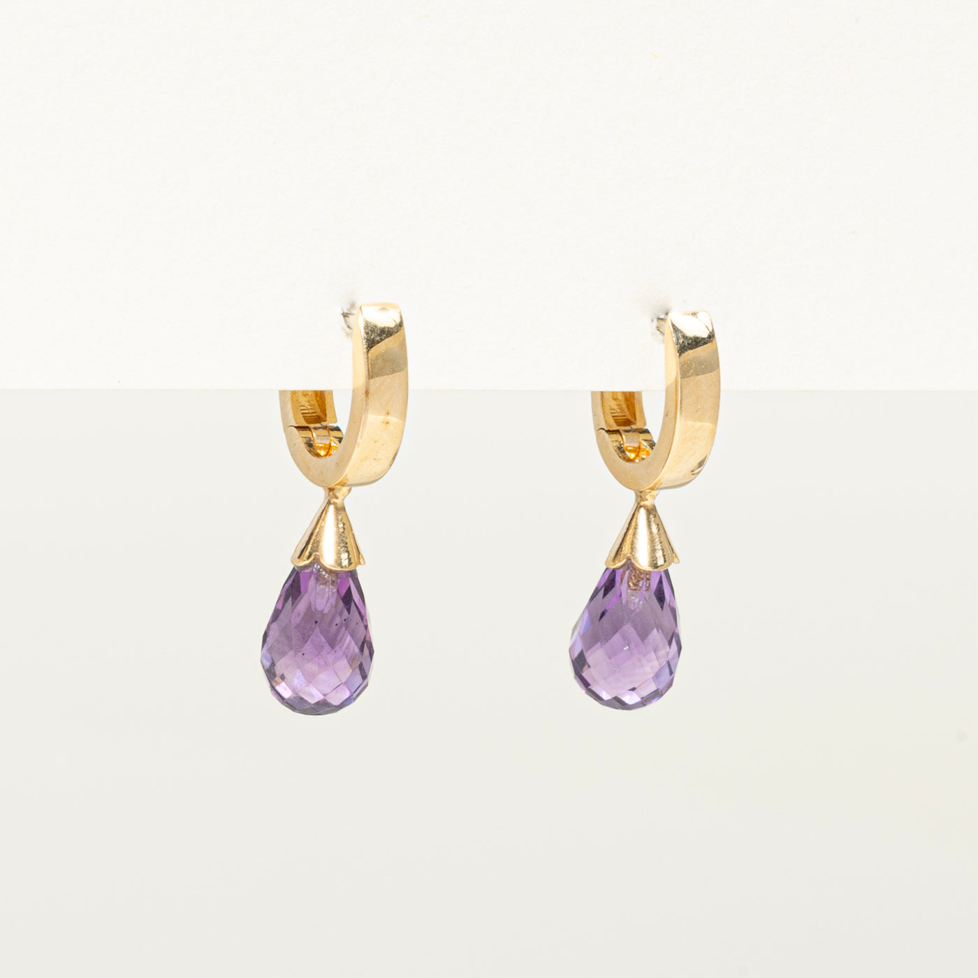 18k Amethyst Huggie Drop Earrings | 3.50ctw