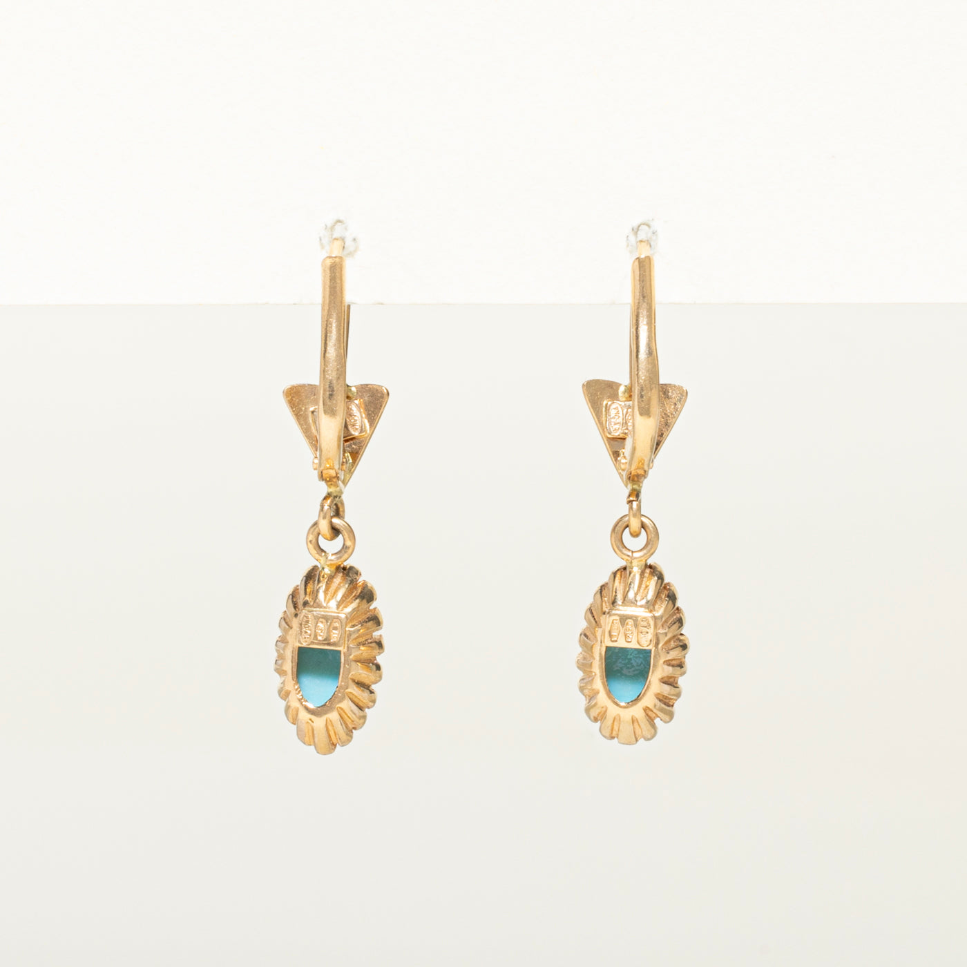 Italian 18k Imitation Turquoise Drop Earrings | 2.50ctw