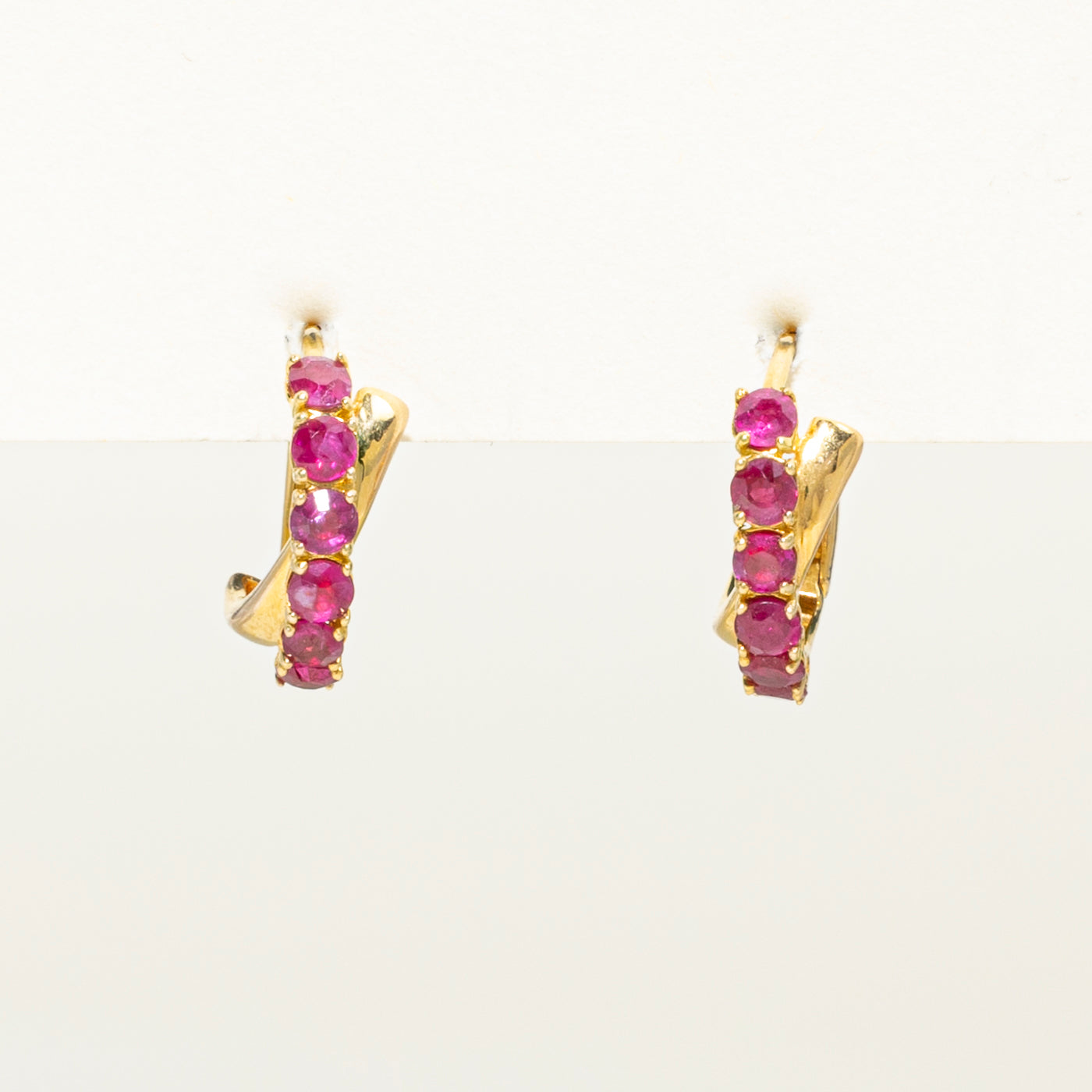 18k Yellow Gold Ruby Huggie Earrings | 0.92ctw