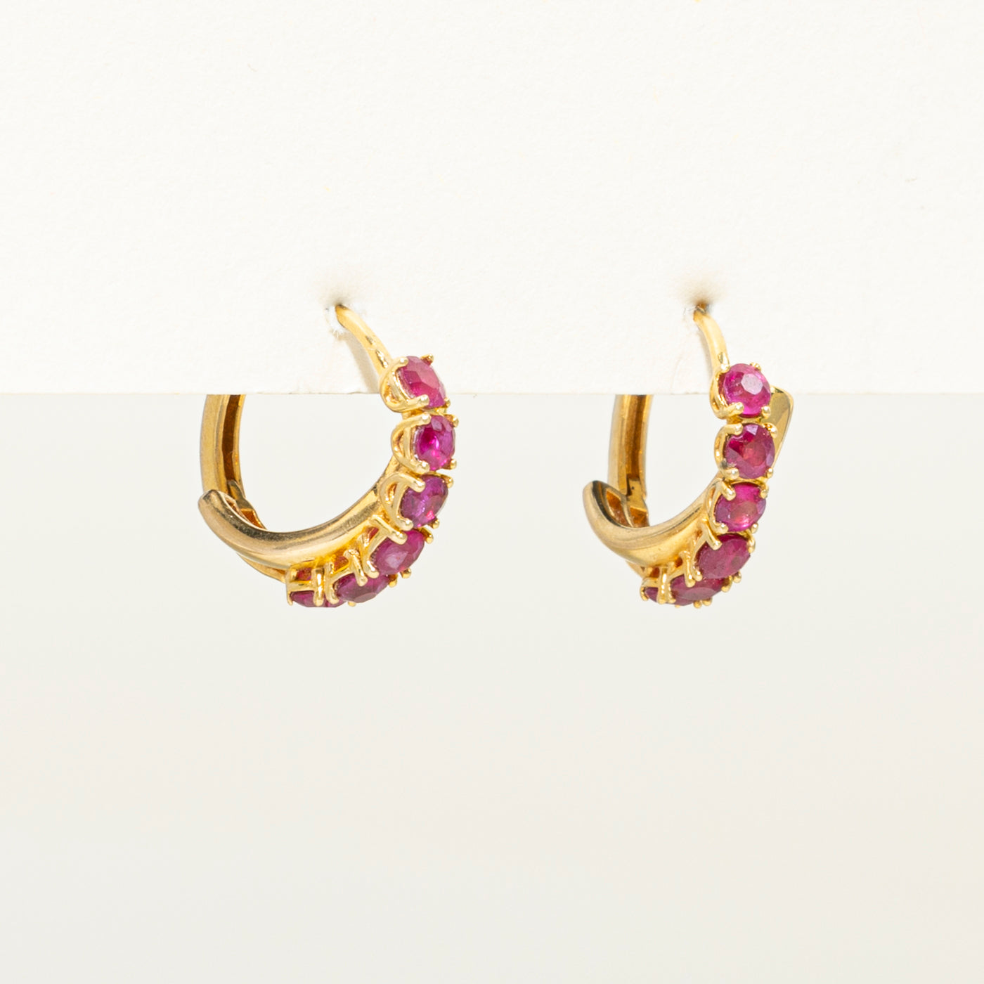 18k Yellow Gold Ruby Huggie Earrings | 0.92ctw