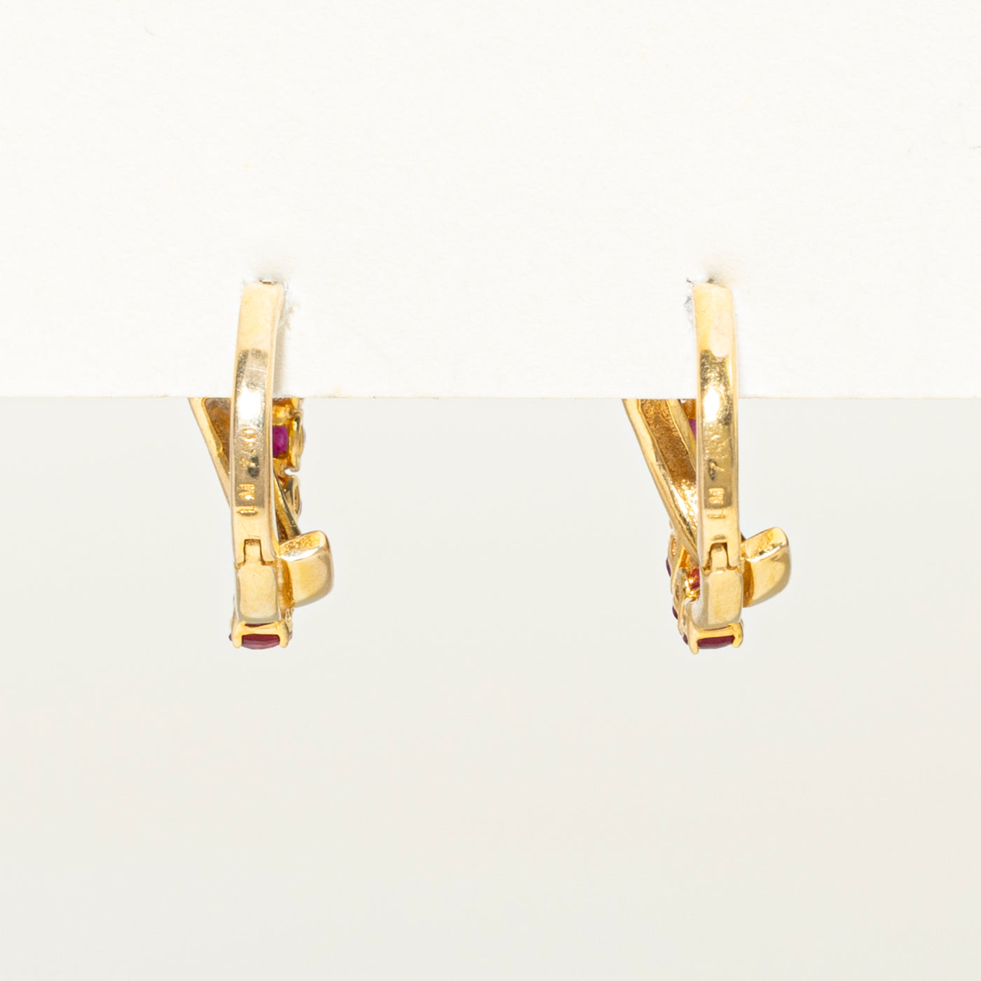 18k Yellow Gold Ruby Huggie Earrings | 0.92ctw