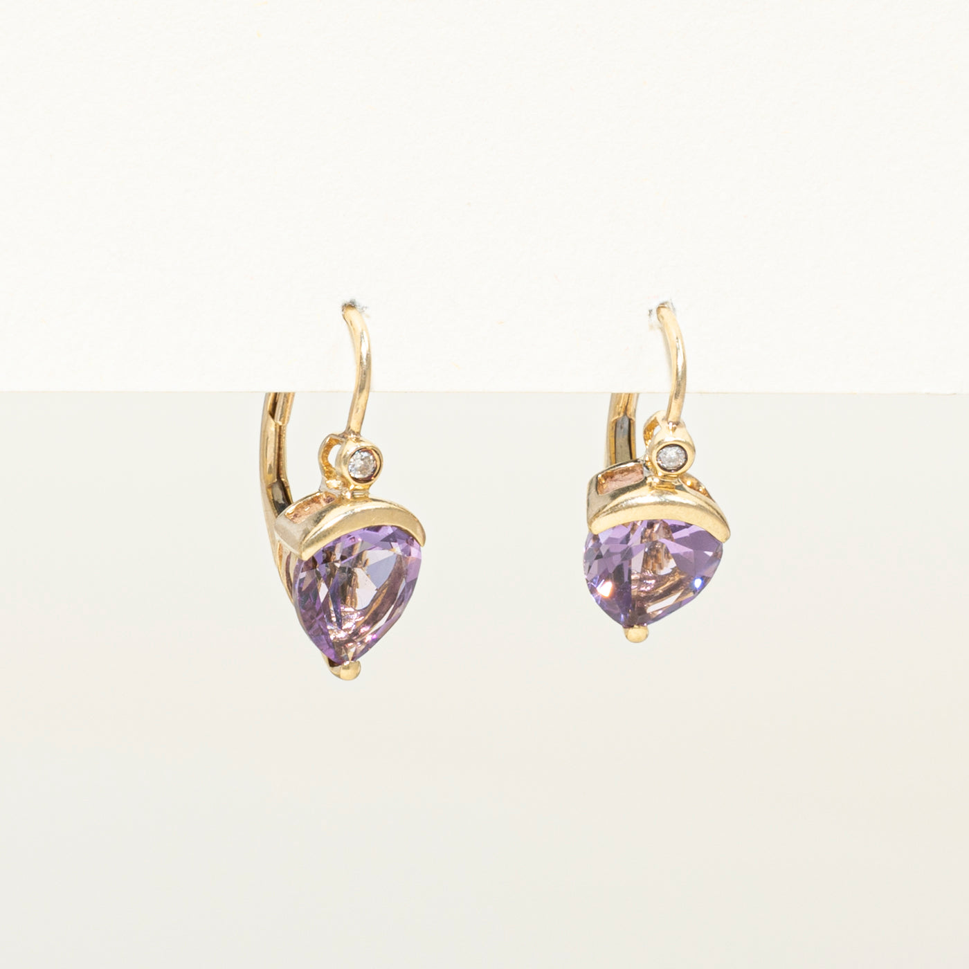 Pear Cut Amethyst & Diamond Drop Earrings | 2.50ctw, 0.02ct