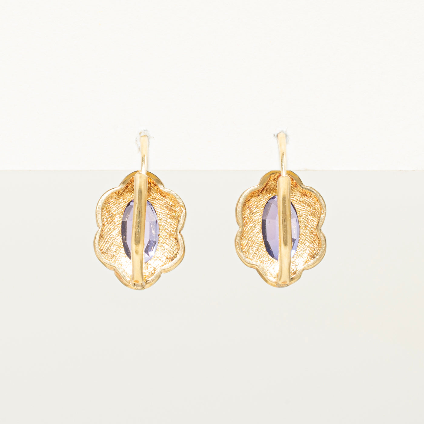 18k Purple Sapphire Scalloped Drop Earrings | 4.00ctw