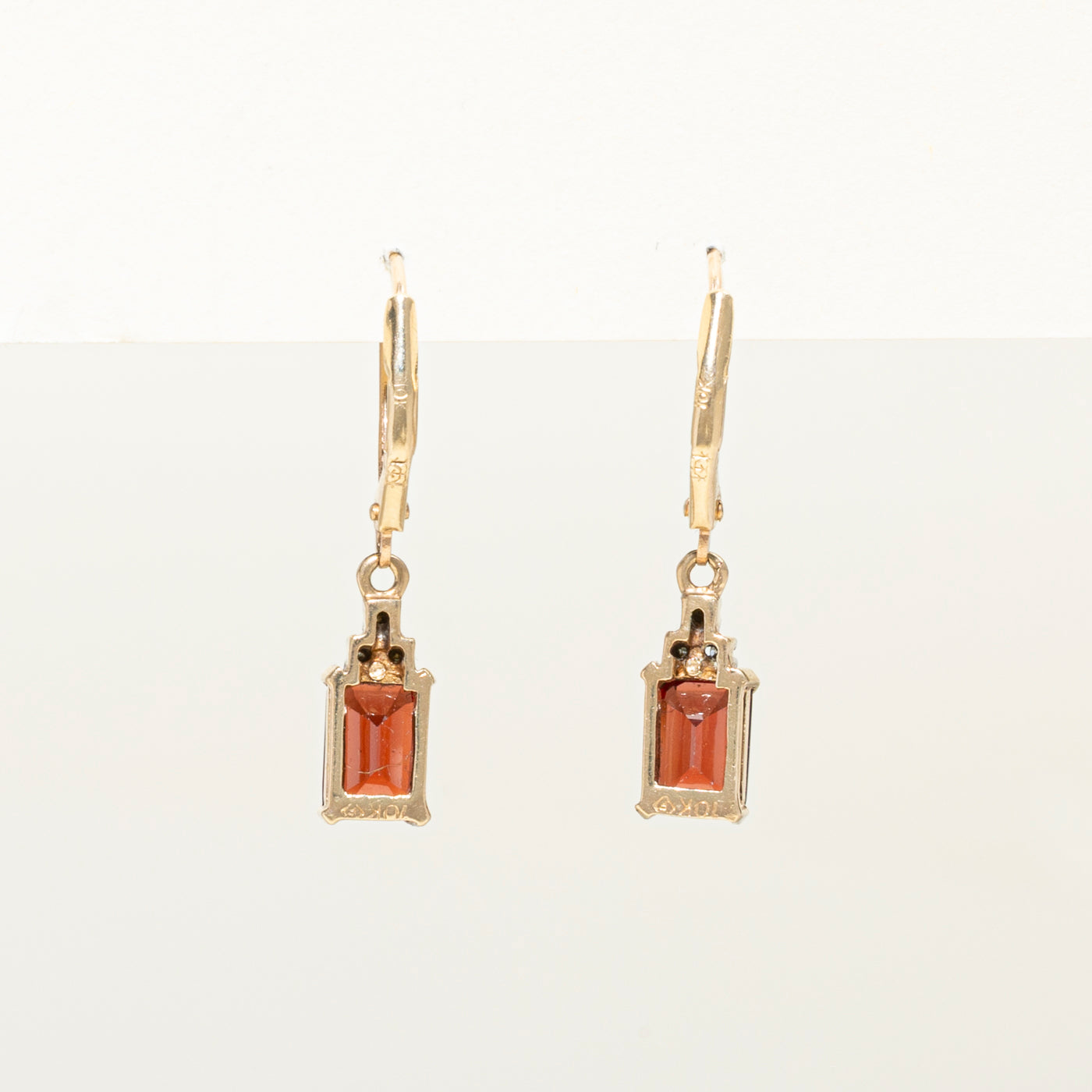 Yellow Gold Garnet & Diamond Drop Earrings | 2.70ctw, 0.03ct