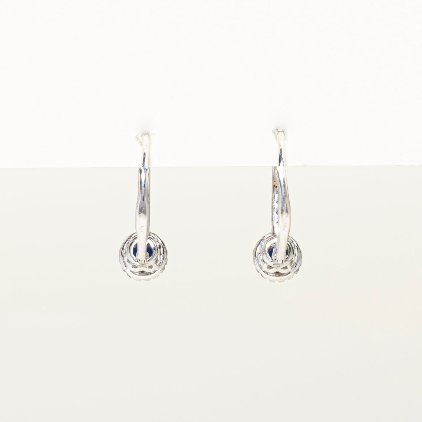 Sapphire & Diamond Halo Drop Earrings | 0.46ctw, 0.20ct