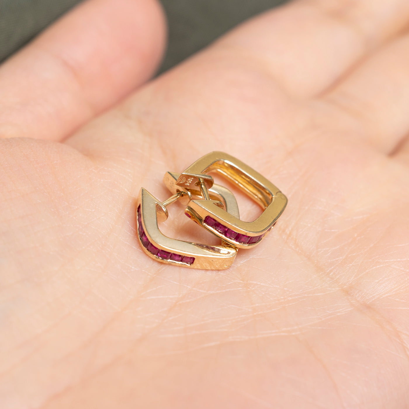 Channel Set Ruby Huggie Earrings | 0.80ctw