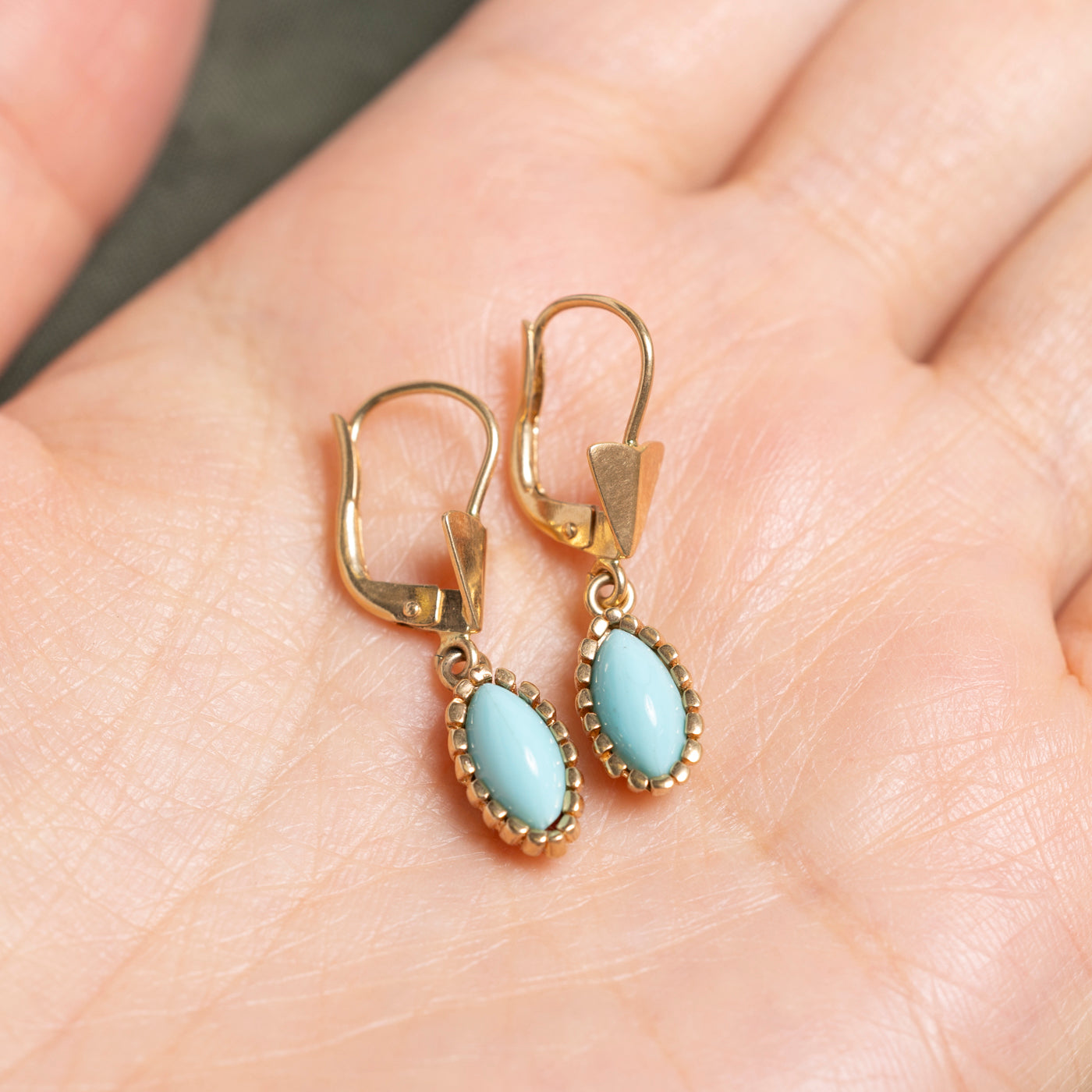Italian 18k Imitation Turquoise Drop Earrings | 2.50ctw