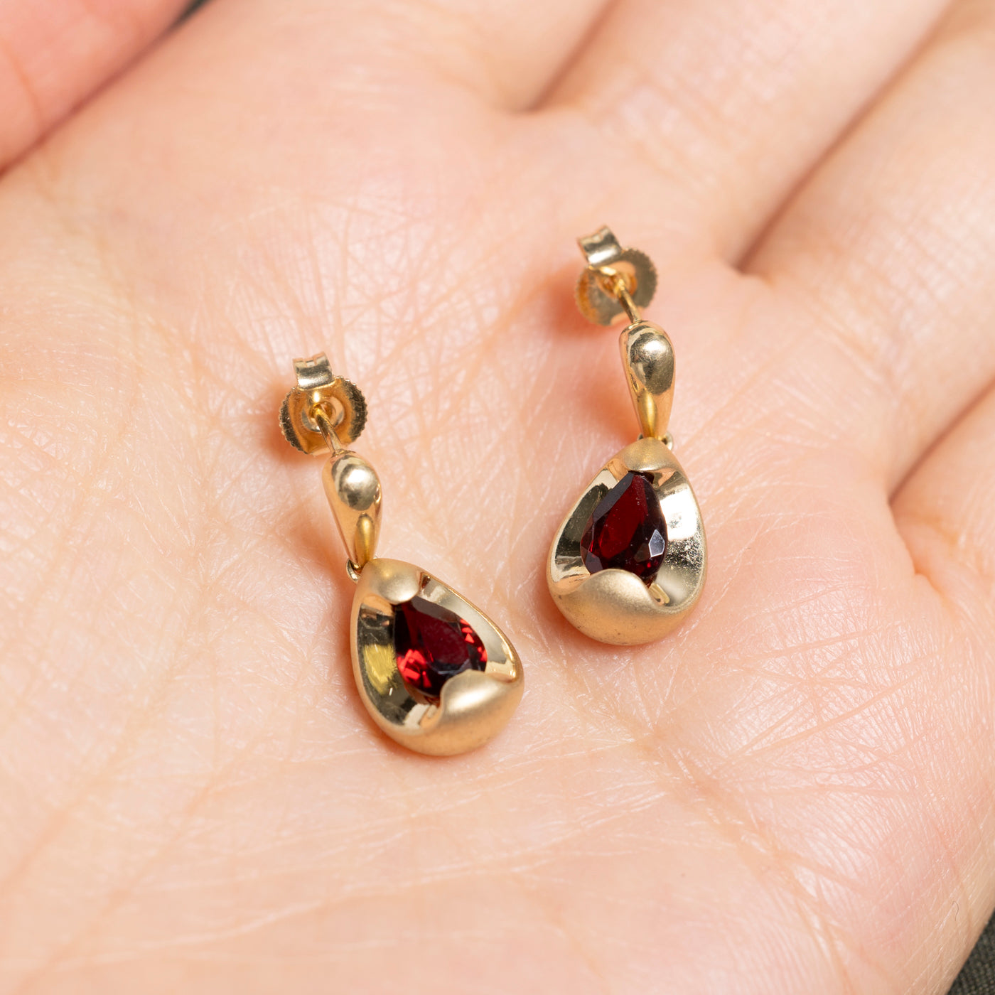 Pear Cut Garnet Stud Earrings | 1.70ctw