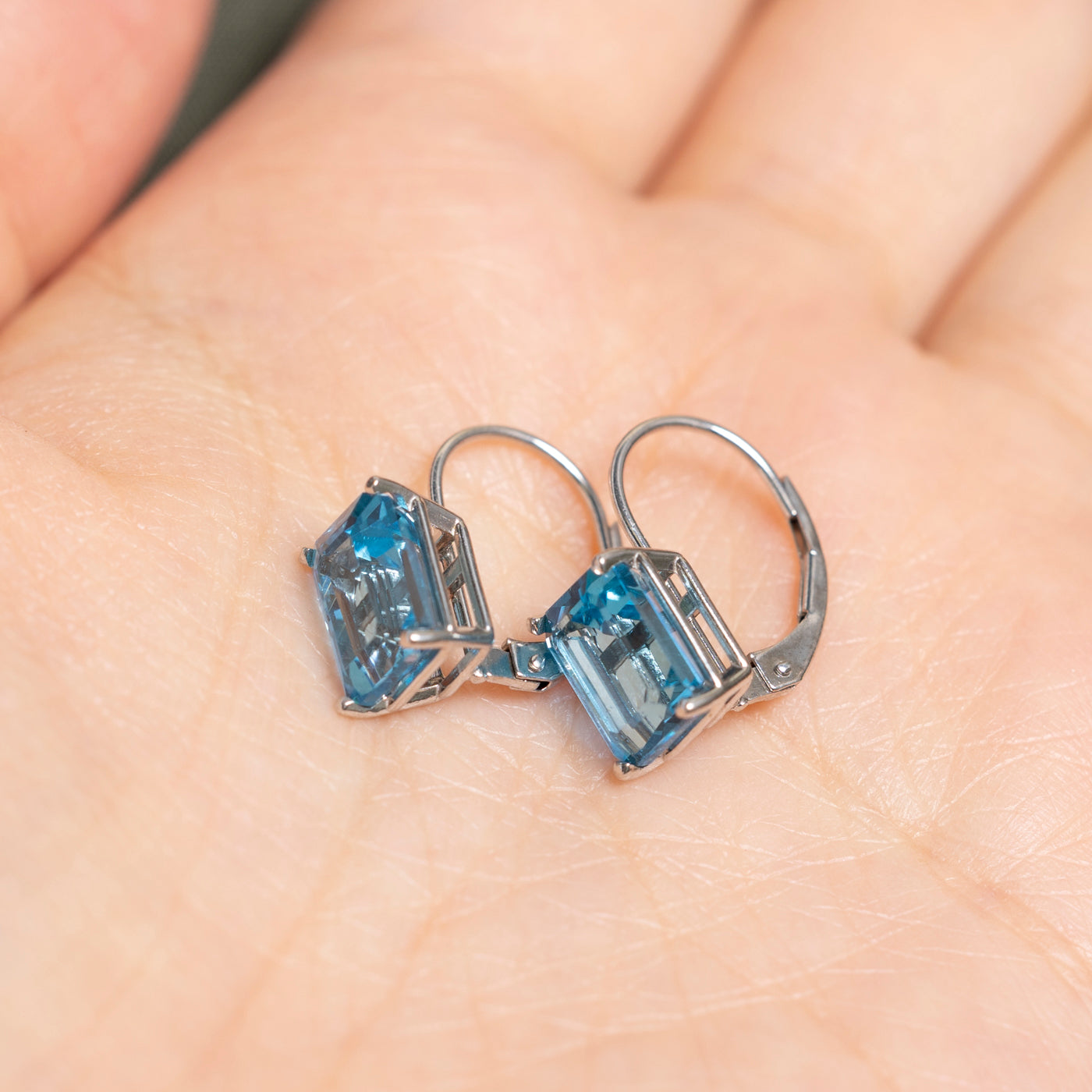 Solitaire Blue Topaz Drop Earrings | 6.00ctw