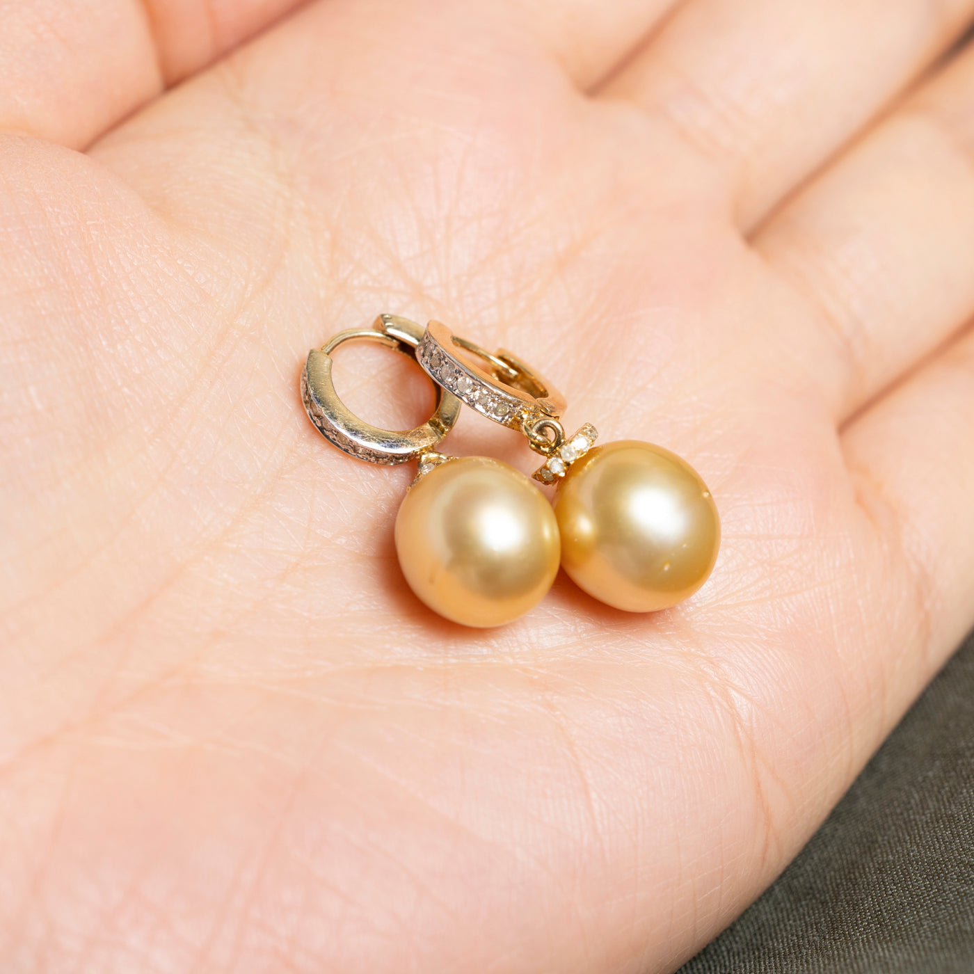 Pearl & Diamond Huggie Drop Earrings | 0.28ct