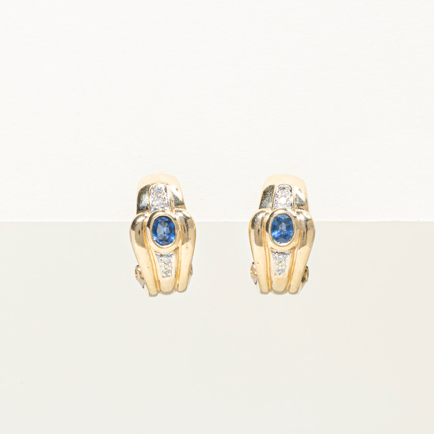 Bezel Set Sapphire & Diamond Earrings | 0.60ctw, 0.08ct