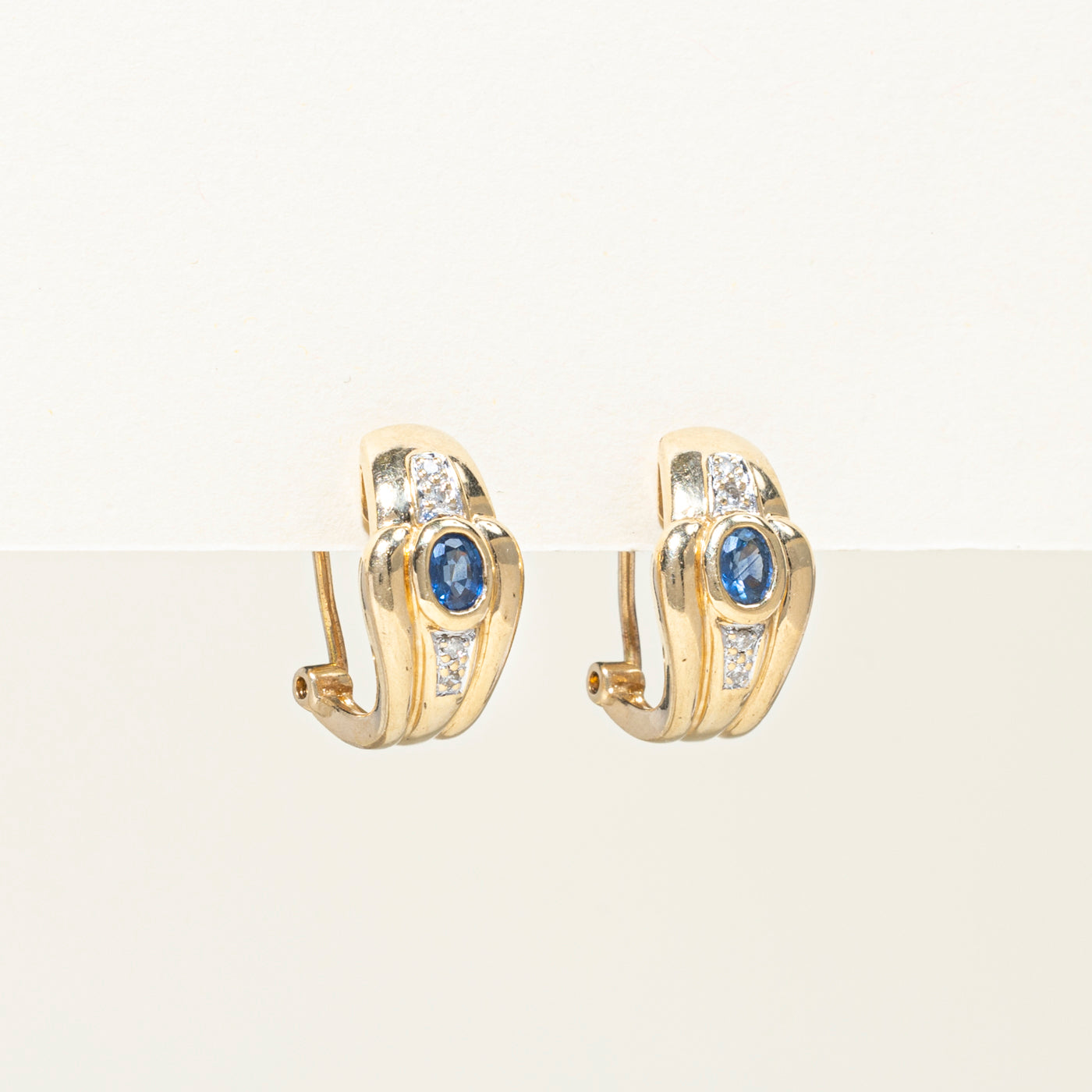 Bezel Set Sapphire & Diamond Earrings | 0.60ctw, 0.08ct