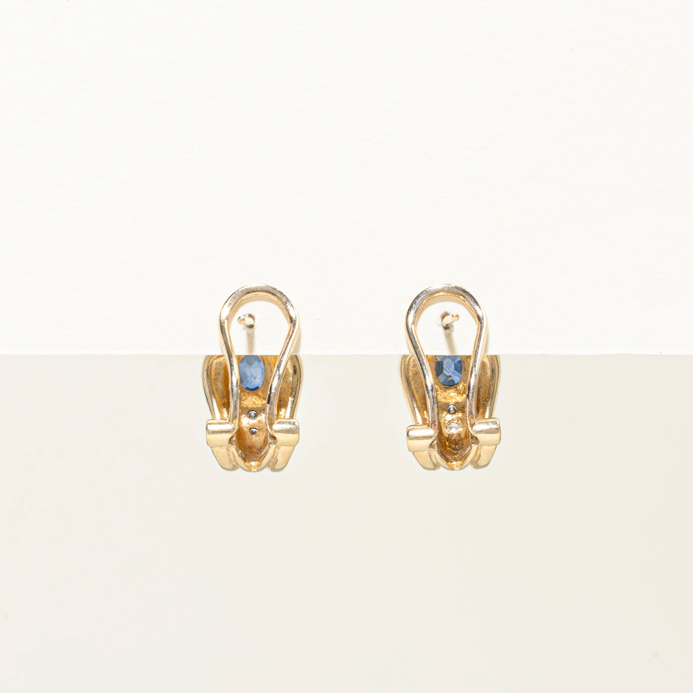 Bezel Set Sapphire & Diamond Earrings | 0.60ctw, 0.08ct