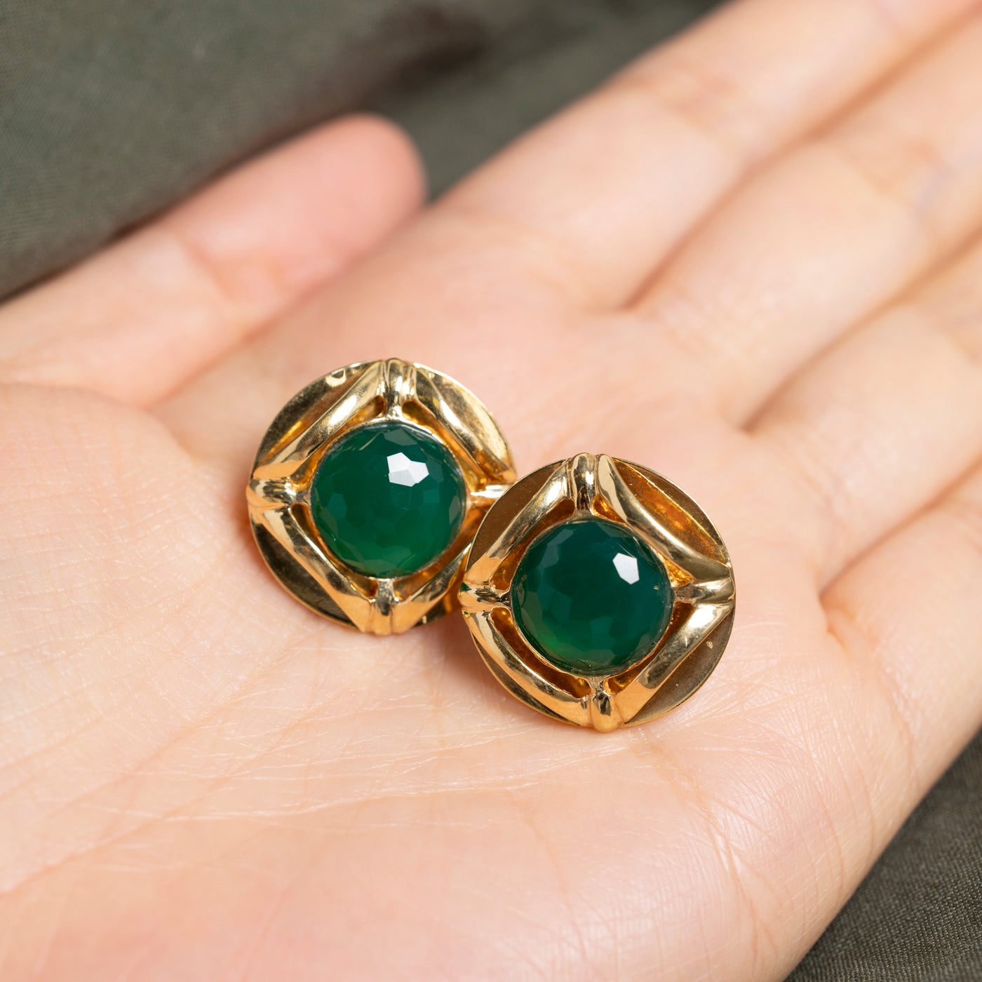 18k Onyx Geometric Chunky Stud Earrings | 8.00ctw