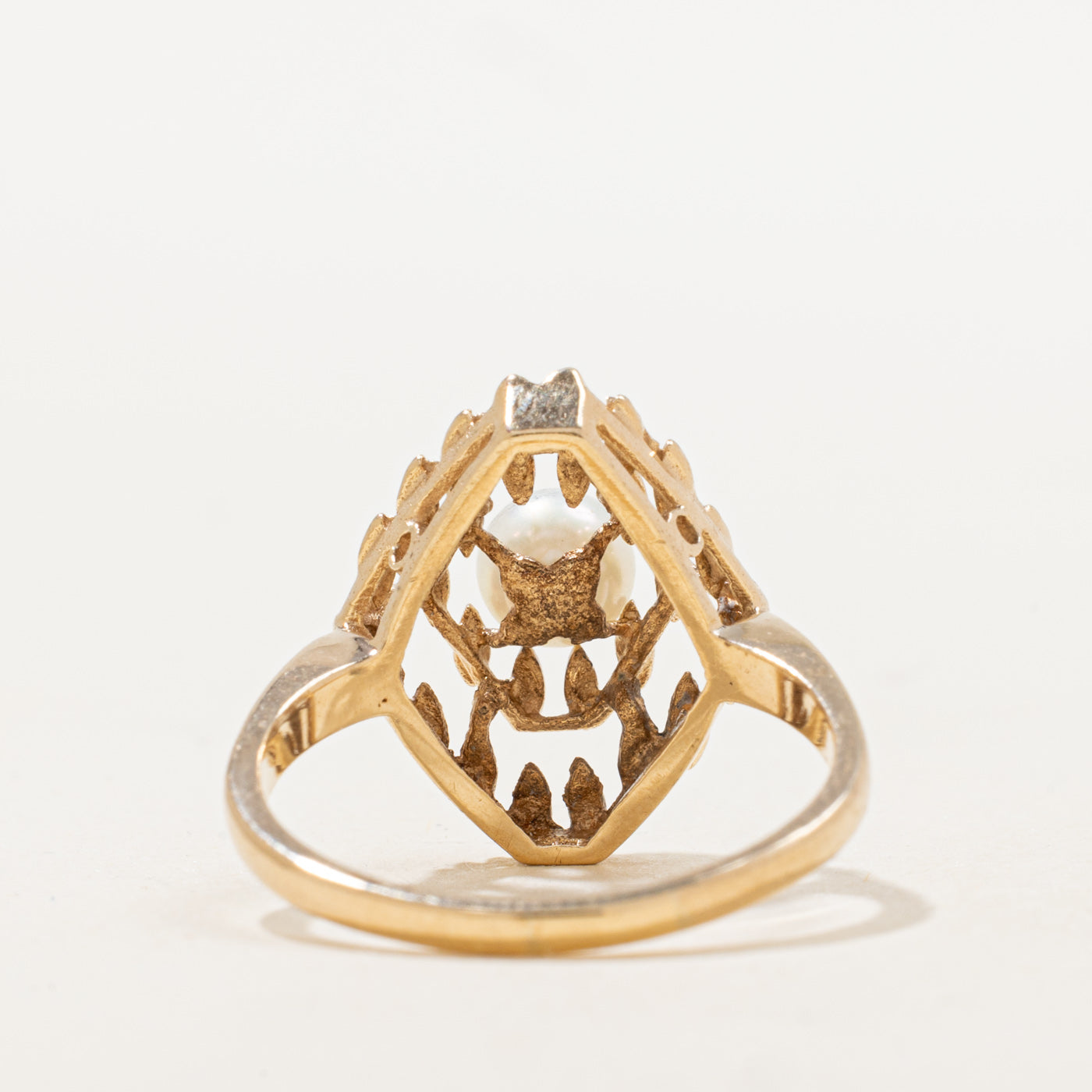 Pearl Textured Openwork Cocktail Ring | SZ 8.25 |