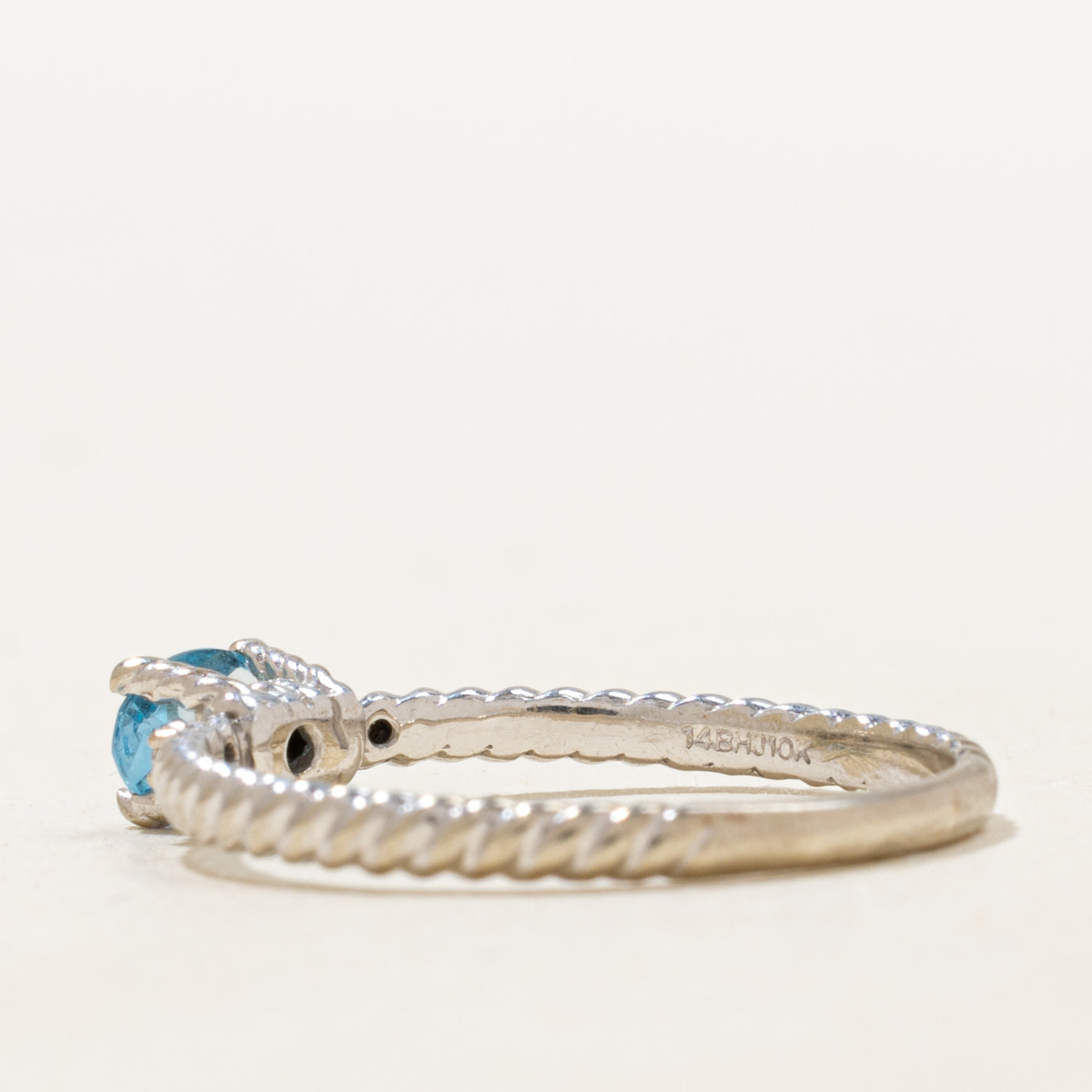 East West Checkerboard Cut Blue Topaz Ring | 0.35ct | SZ 8.5 |