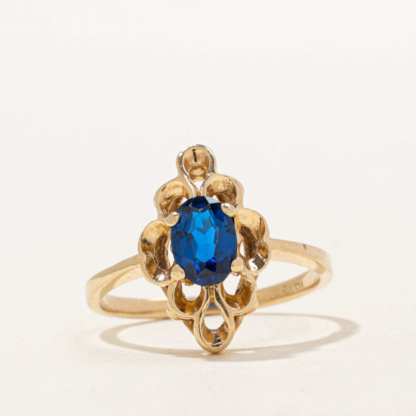Synthetic Sapphire Geometric Openwork Ring | 0.74ct | SZ 6.75 |