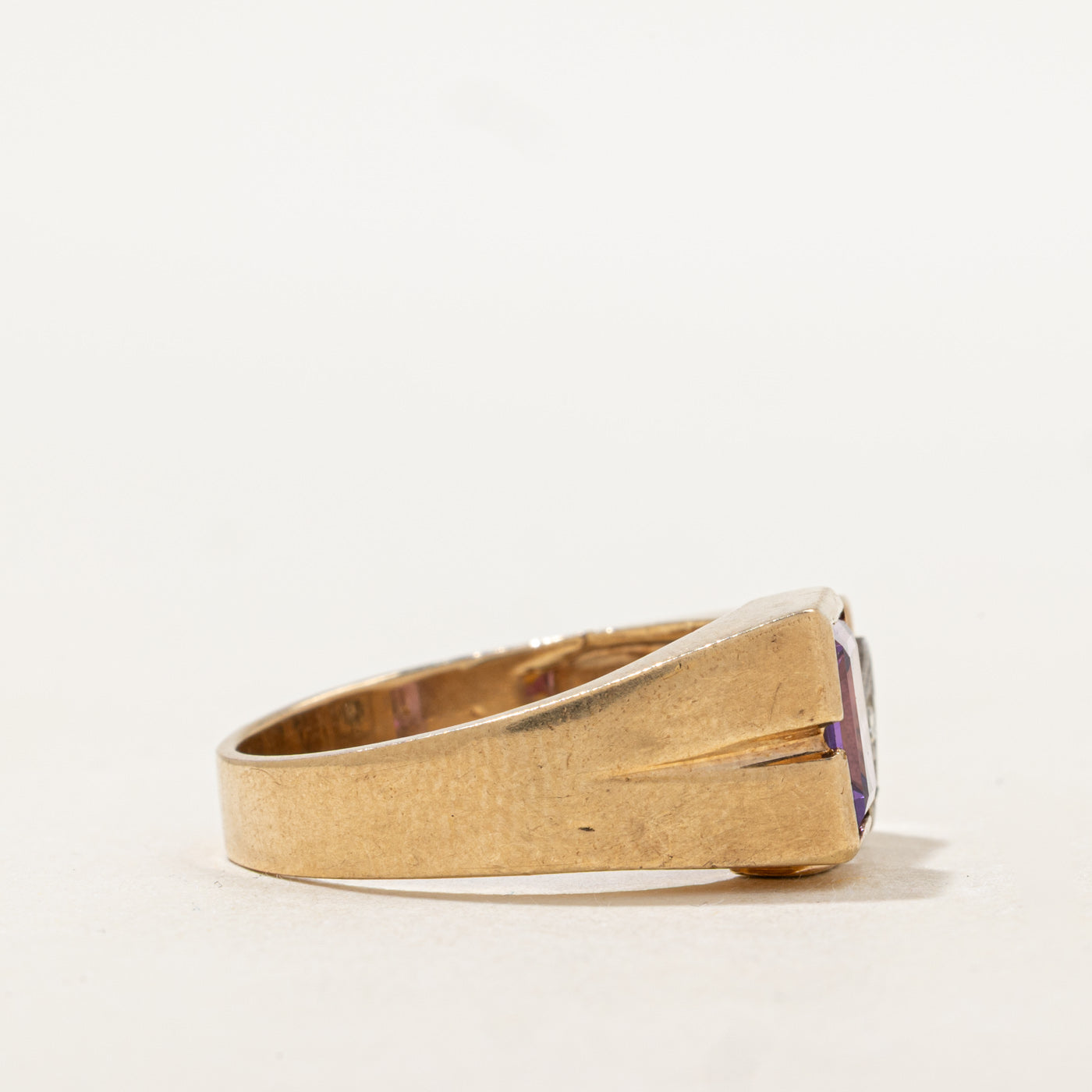 Bezel Set Synthetic Sapphire & Diamond Signet Ring | 2.04ct, 0.01ct | SZ 9.25 |